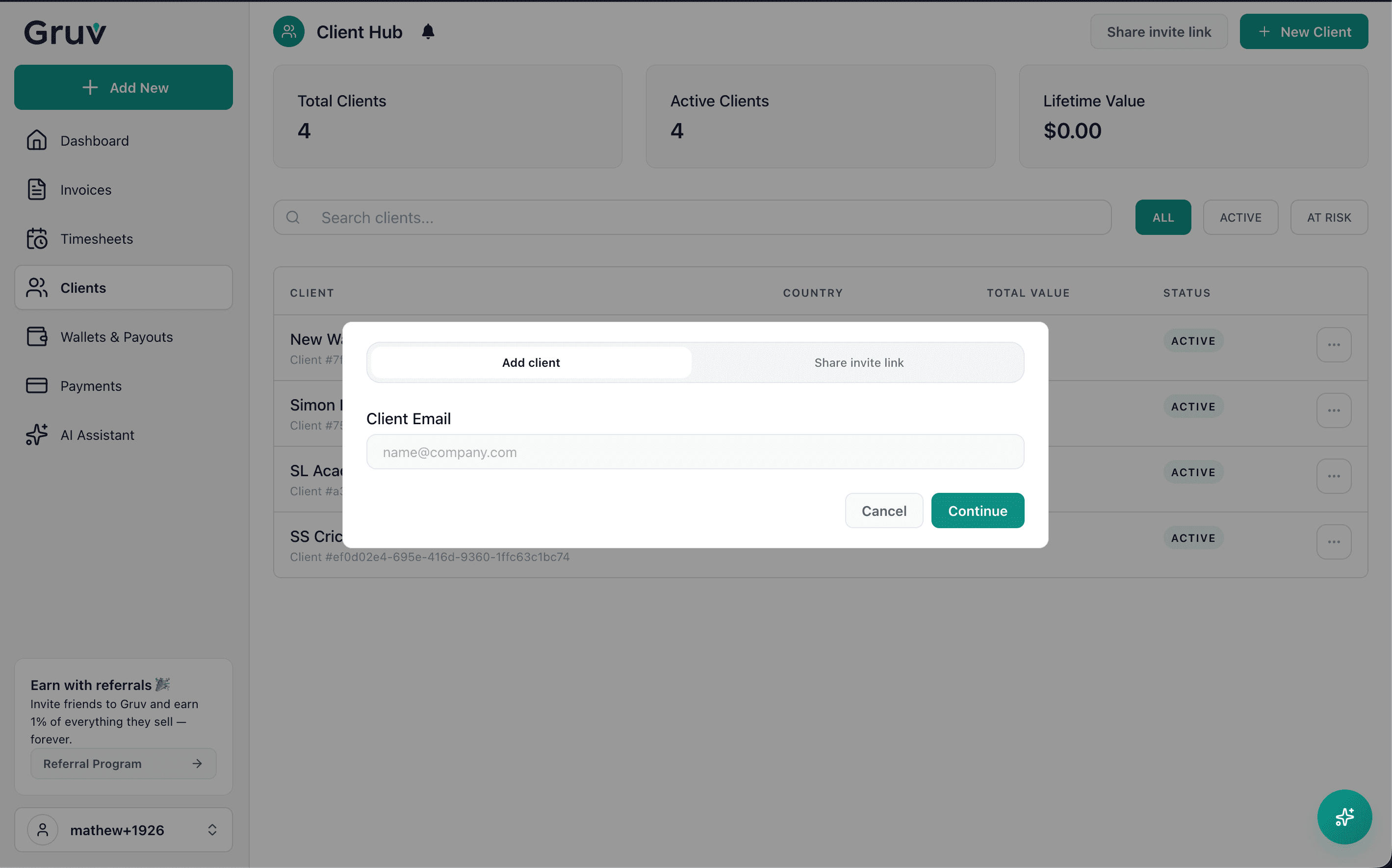 Add Client Dashboard