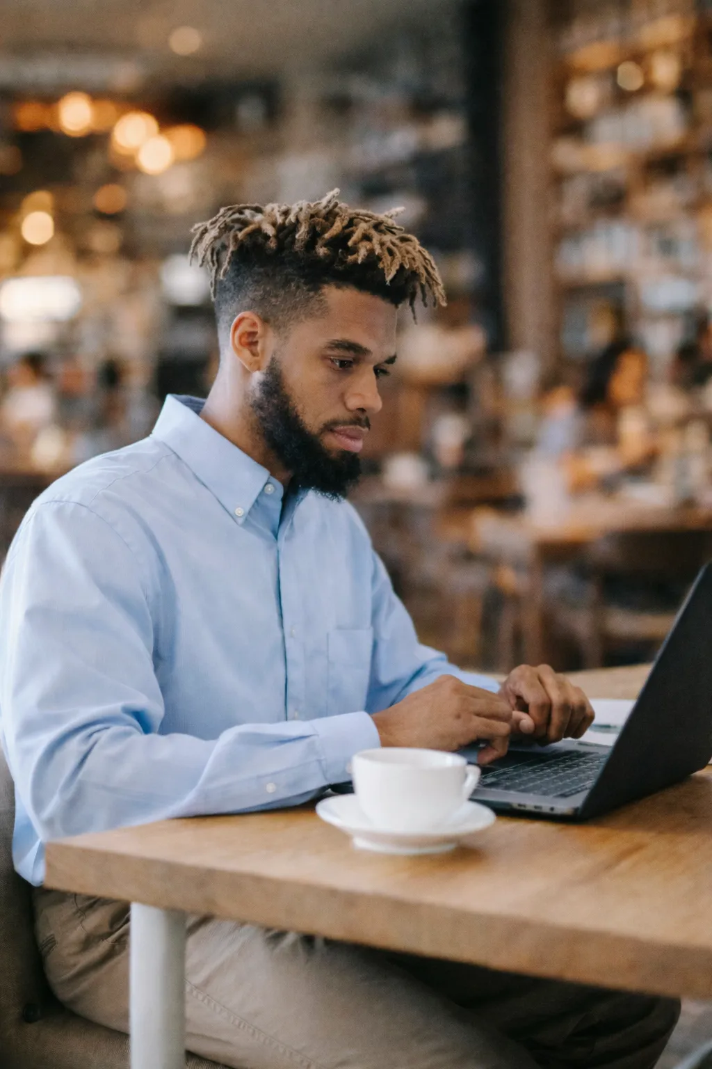 Independent publisher working at a laptop
