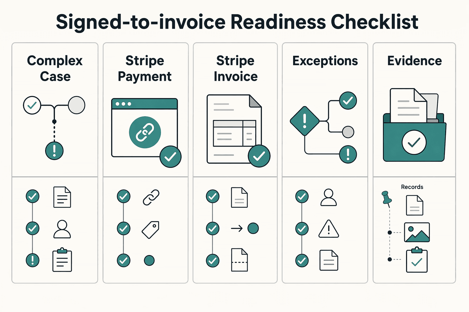 Diagram showing Signed-to-invoice readiness checklist for Building a Client Acquisition Funnel with ConvertKit and Calendly.
