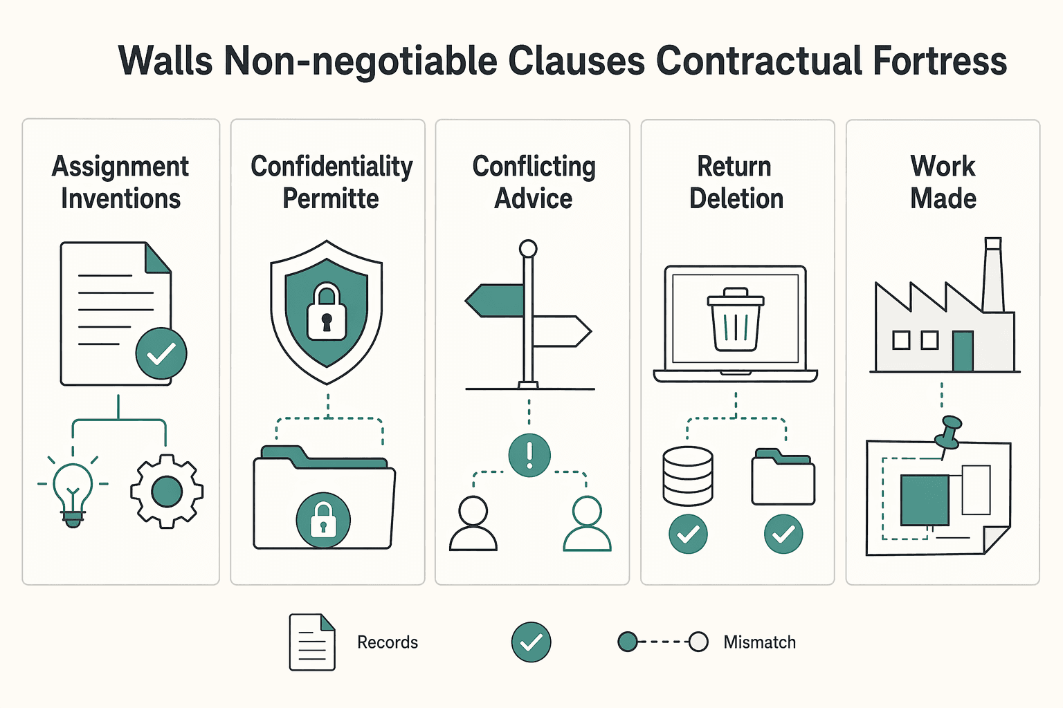 Diagram showing Pillar 2: The Walls - Non-Negotiable Clauses for Your Contractual Fortress for IP Protection When Outsourcing Software Development to Eastern Europe.