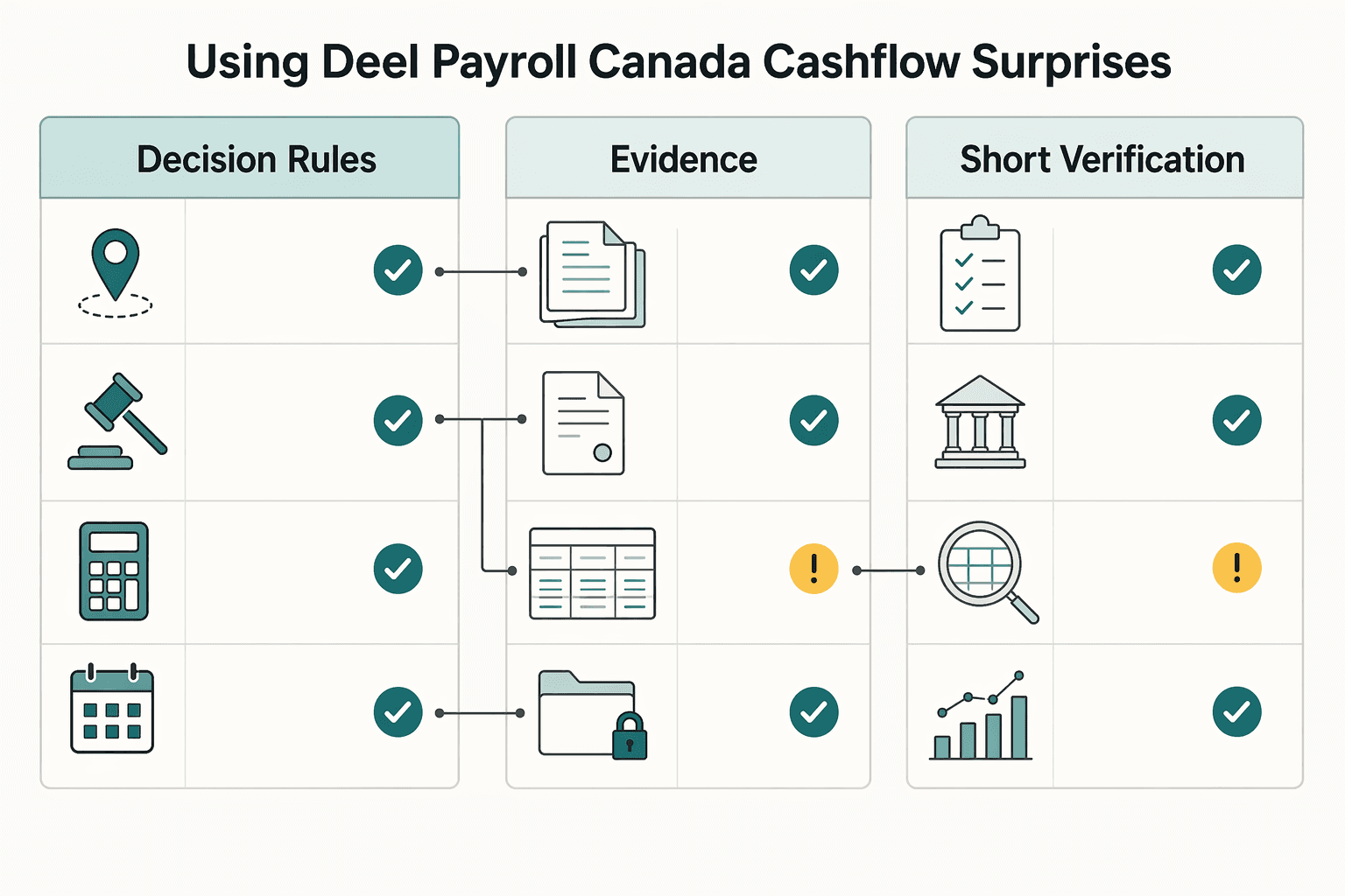 Diagram showing Using Deel for payroll in Canada without cashflow surprises for Using Deel for Payroll for a US Company with Canadian Employees.