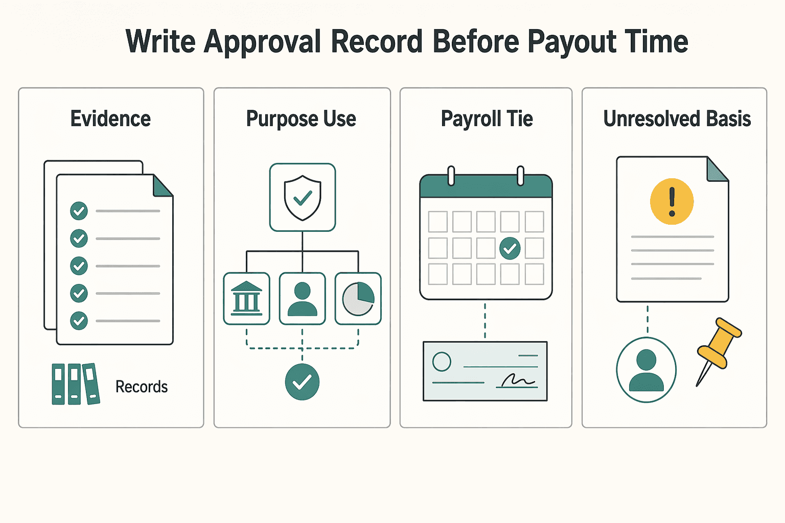 Diagram showing 3.1 Write the approval record before or at payout time for How to Handle Shareholder Distributions in an S-Corp.