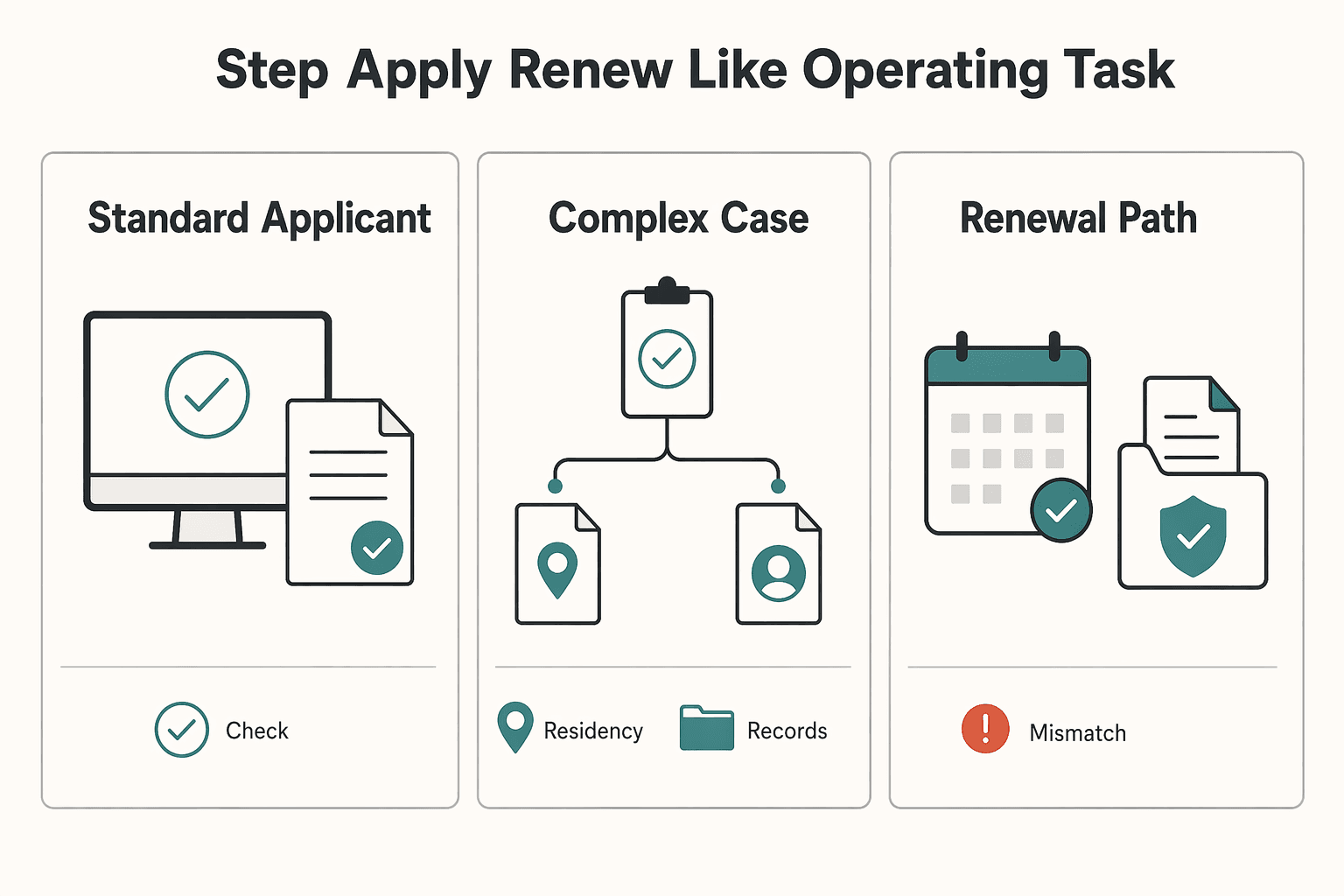 Diagram showing Step 4. Apply and renew like an operating task, not a scramble for How to Get a PTIN from the IRS as a Tax Preparer.