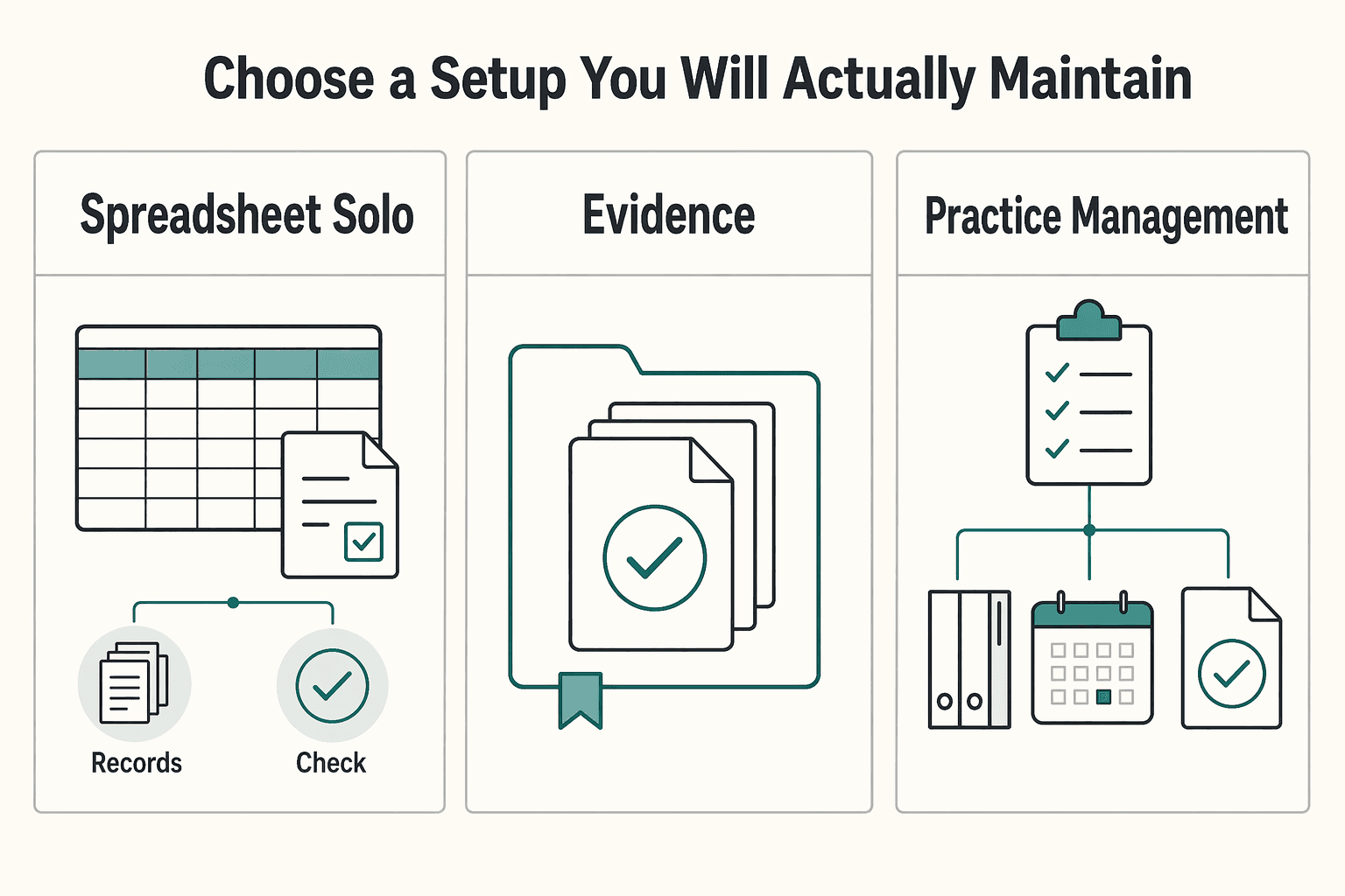 Diagram showing Choose a setup you will actually maintain for Continuing Professional Education for CPAs Who Want Fewer Compliance Surprises.