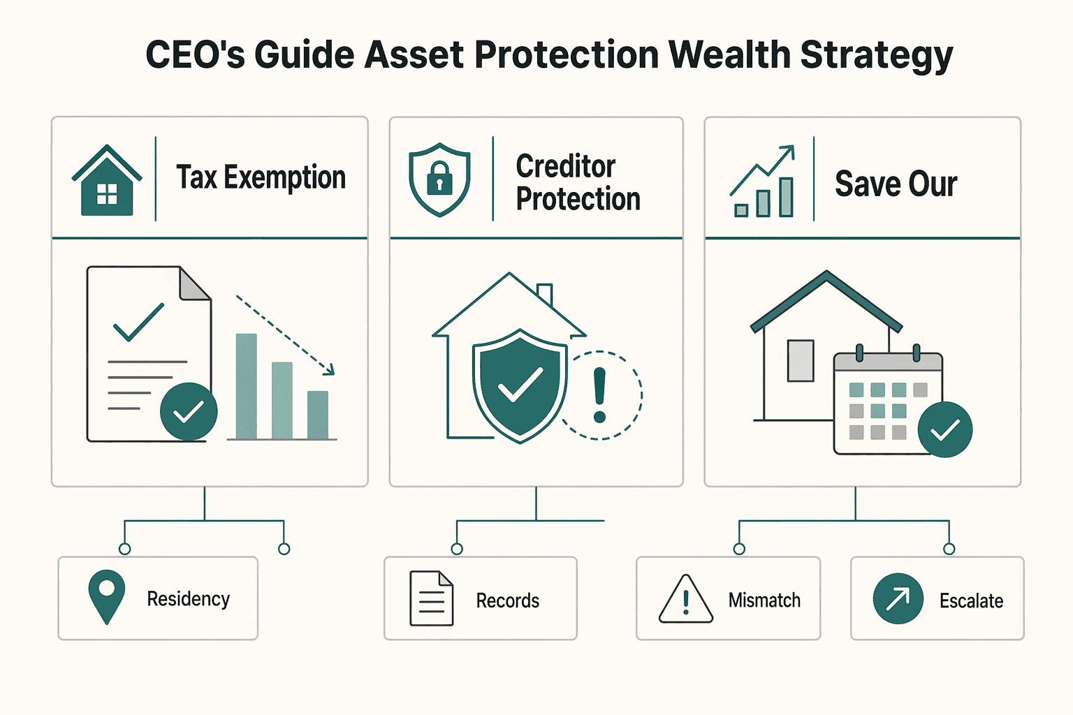 Diagram showing Florida's Homestead Exemption: A CEO's Guide to Asset Protection and Wealth Strategy for Florida Homestead Exemption for New Residents in 2026.