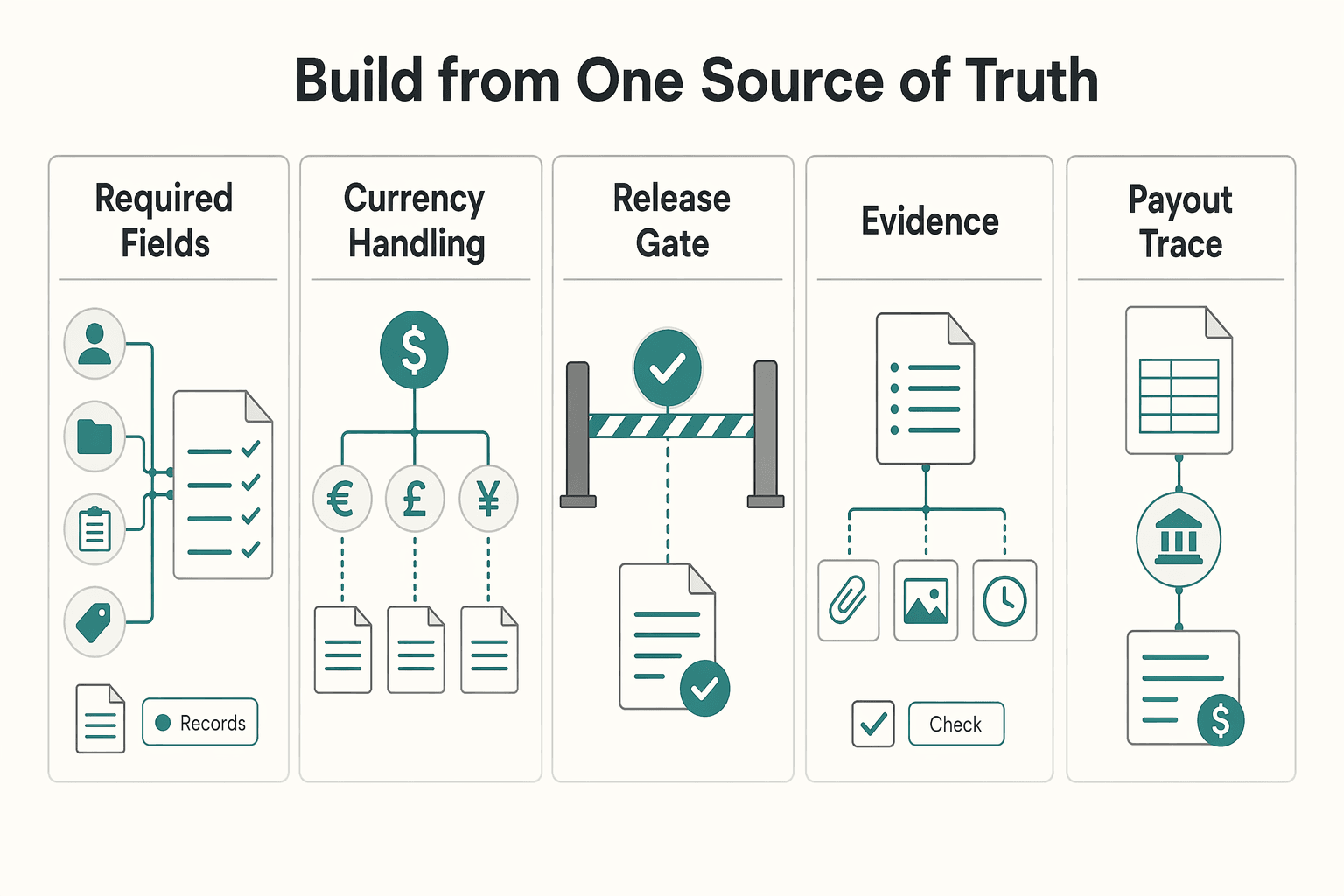 Diagram showing 1. Build from one source of truth for Choosing Time Tracking Software for Billable Hours in 2026.
