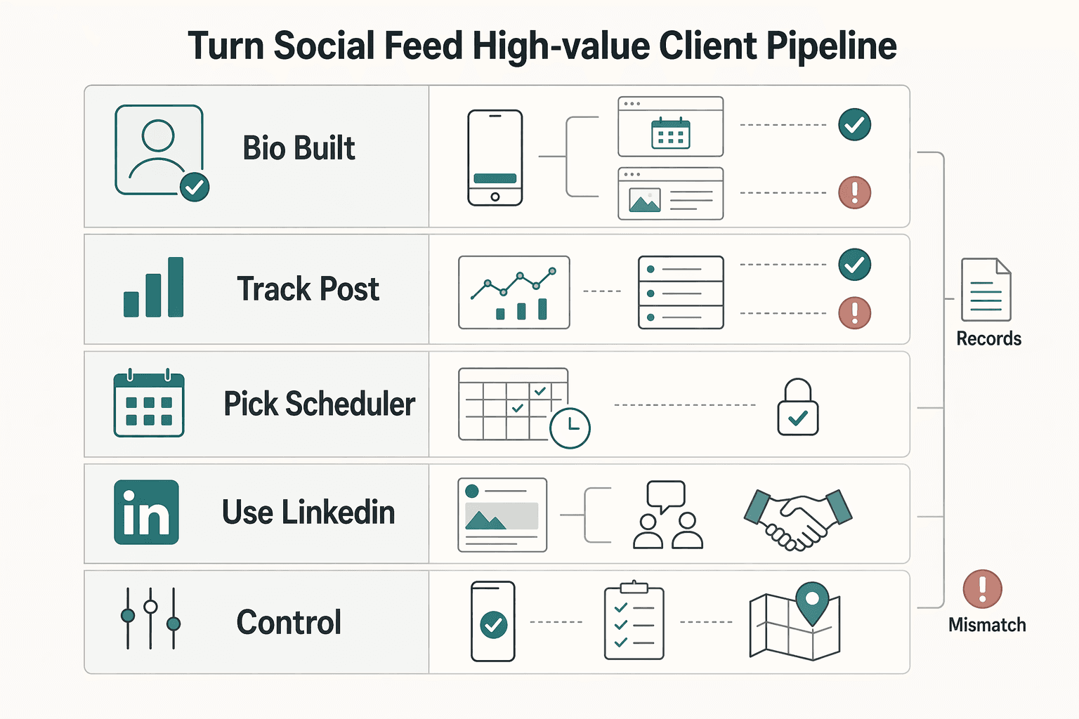 Diagram showing Pillar 2: Turn Your Social Feed into a High-Value Client Pipeline for The Best Social Media Scheduling Tools for Freelancers.
