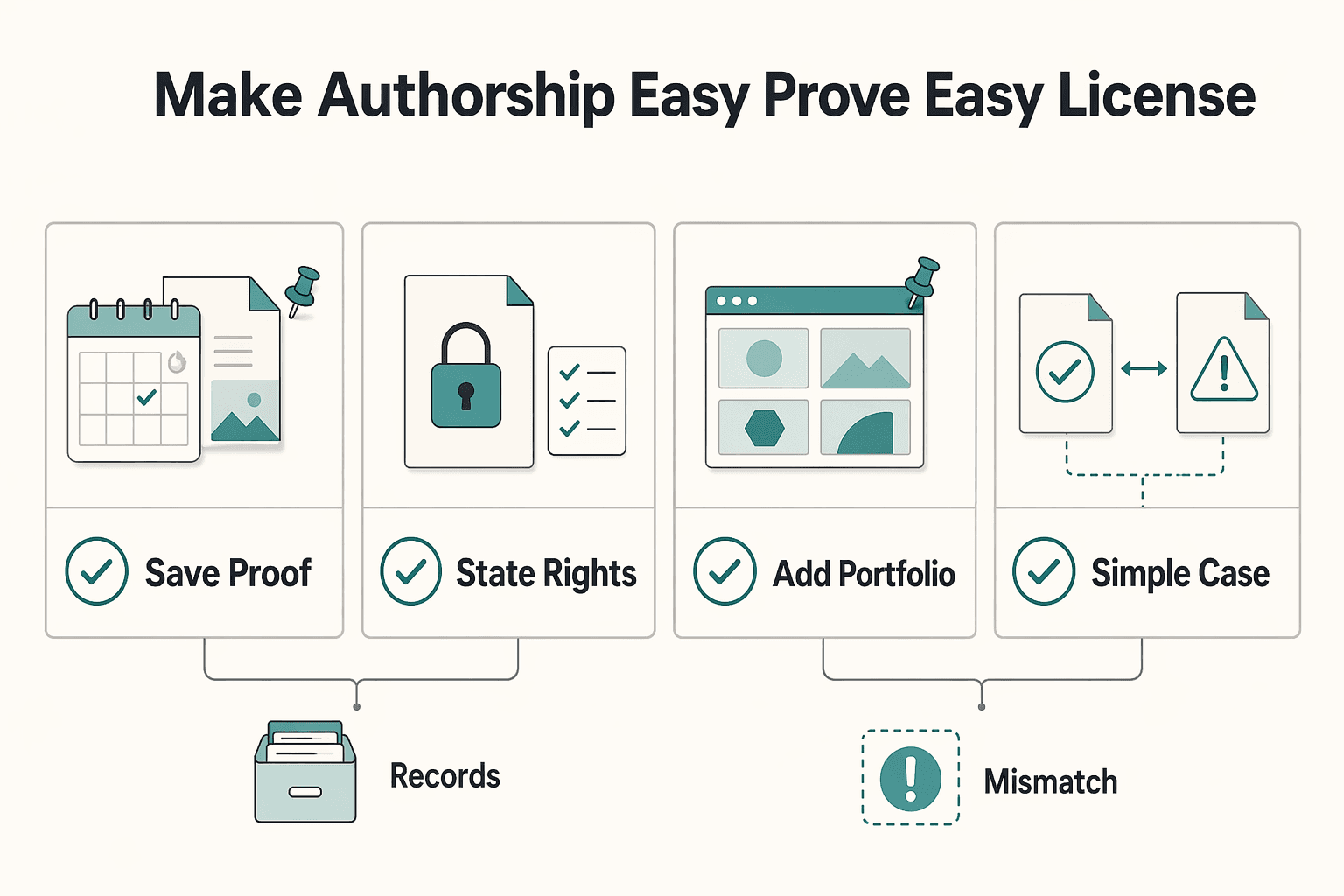 Diagram showing Make your authorship easy to prove and easy to license for How Freelancers Can Handle Copyright and Fair Use on Instagram.
