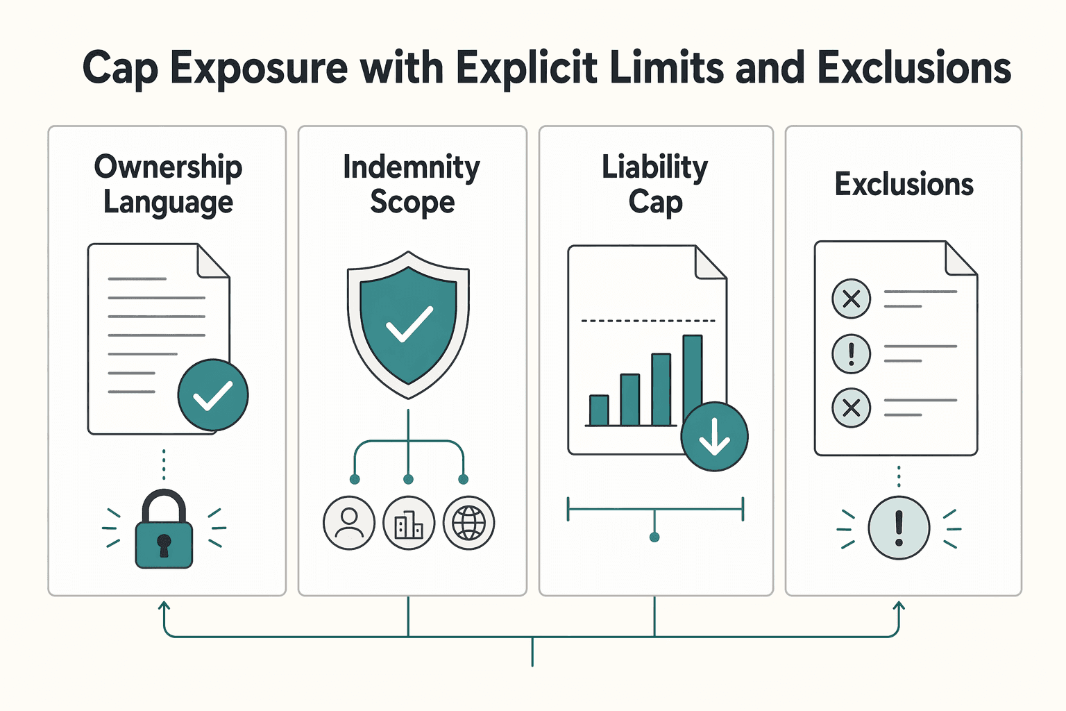 Diagram showing Cap exposure with explicit limits and exclusions for Ghostwriting Contracts That Protect Payment and Ownership.