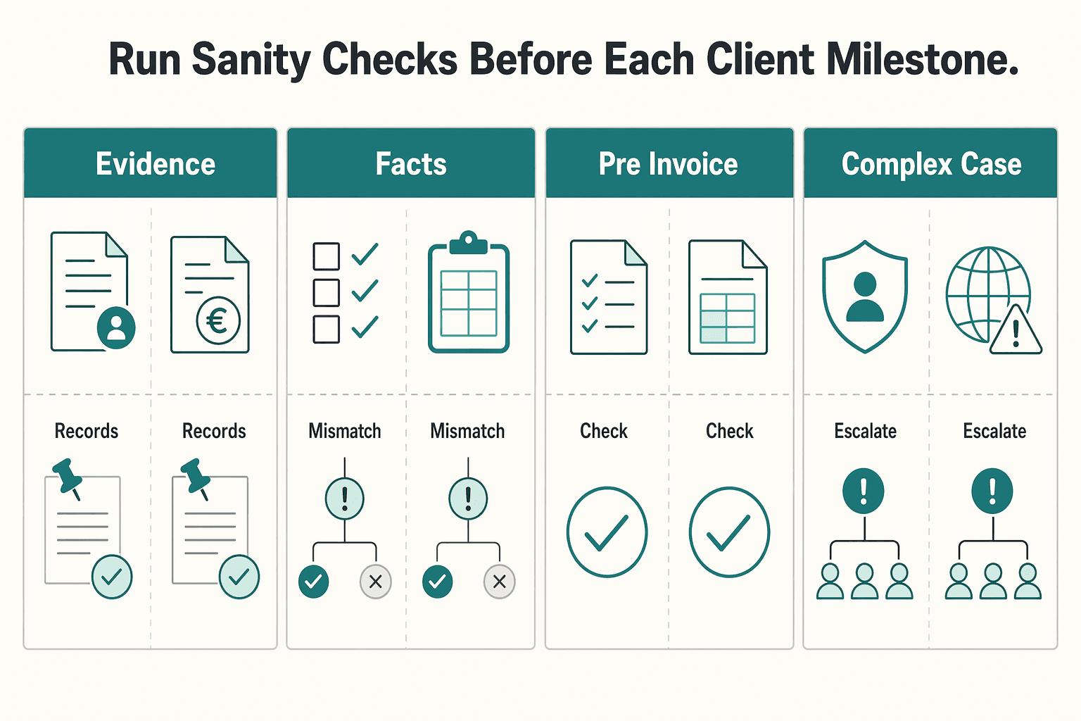 Diagram showing Run Sanity Checks Before Each Client Milestone for GDPR Compliance Checklist for Freelancers Working With EU Clients.