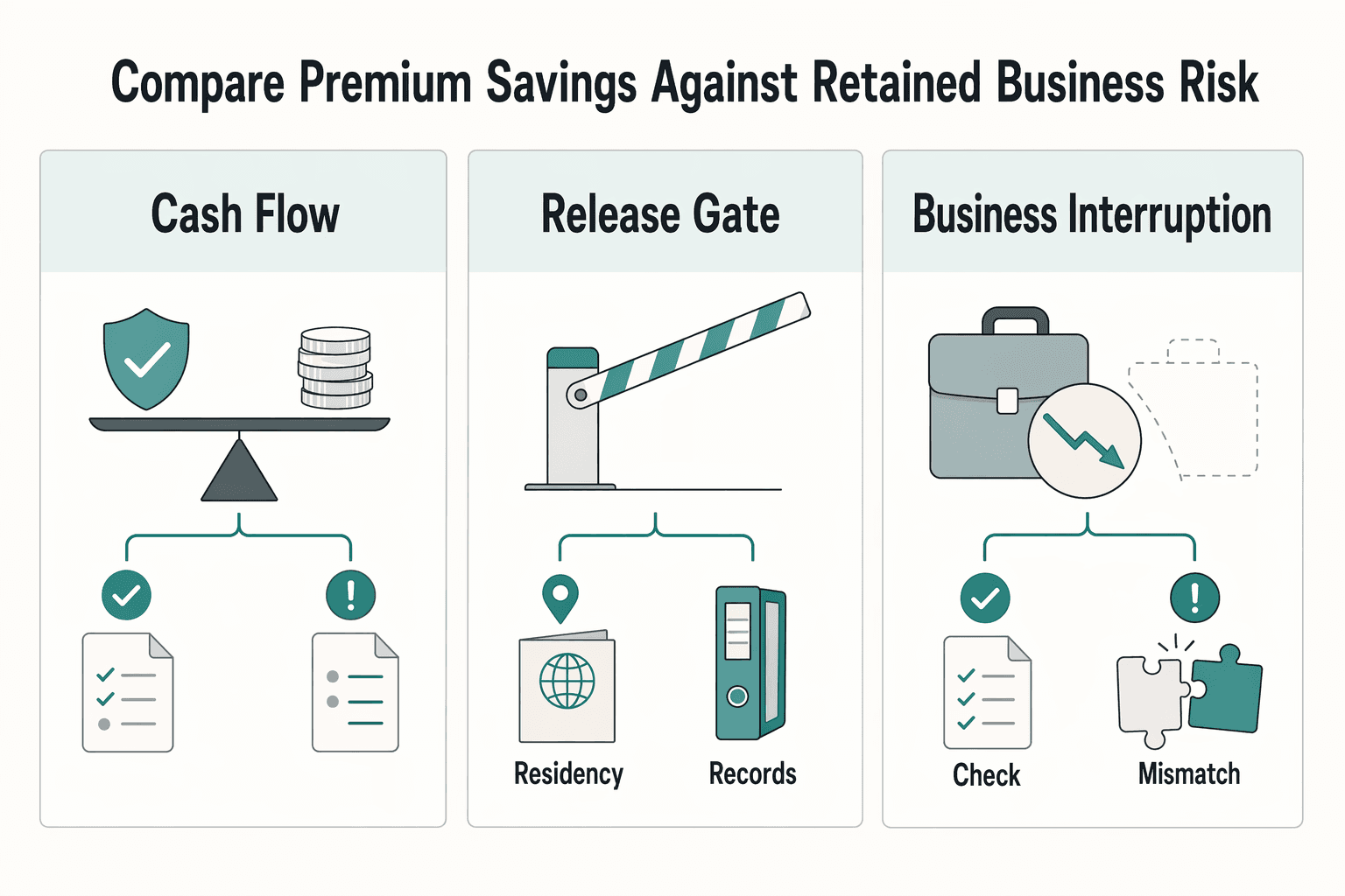 Diagram showing Compare premium savings against retained business risk for How to Get Health Insurance in Dubai as a Freelancer.