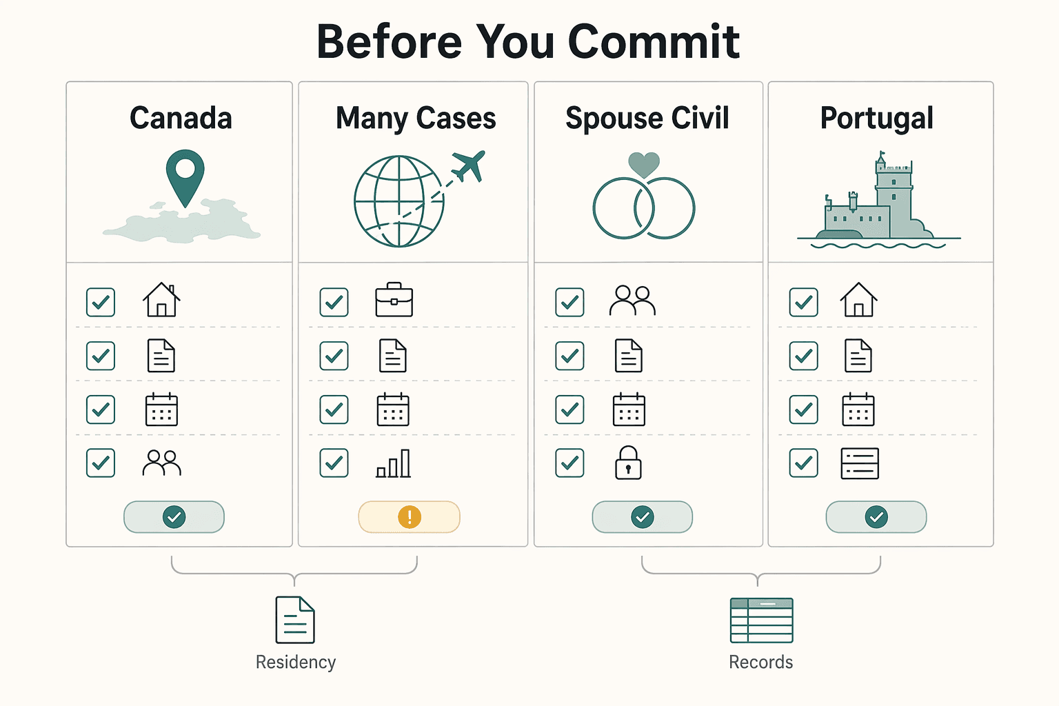 Diagram showing Before you commit for Second Citizenship for U.S. Citizens: Routes, Tradeoffs, and Ongoing Compliance.