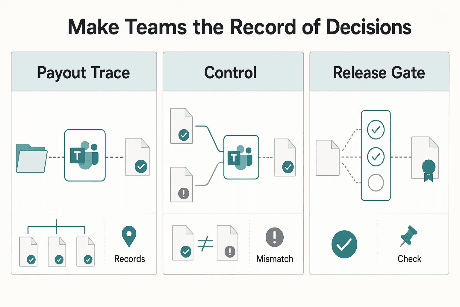 Diagram showing Make Teams the record of decisions for Microsoft 365 for Freelancers Who Need Client-Ready Operations.