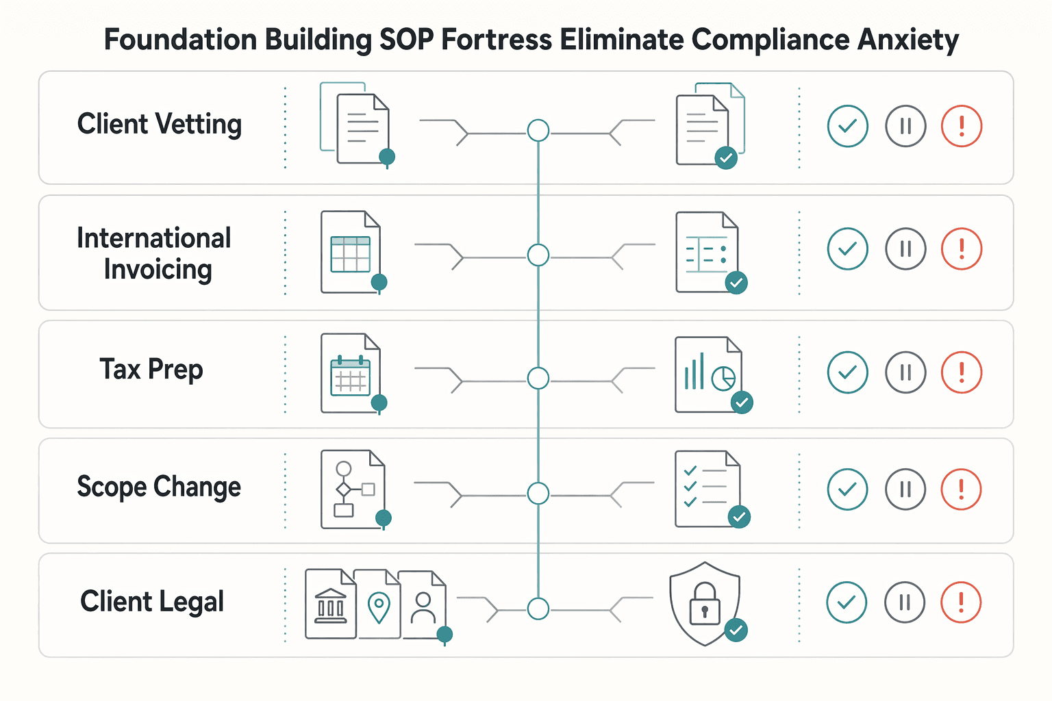 Diagram showing Stage 1: The Foundation - Building an SOP Fortress to Eliminate Compliance Anxiety for The Best Tools for Creating SOPs and Process Documentation.