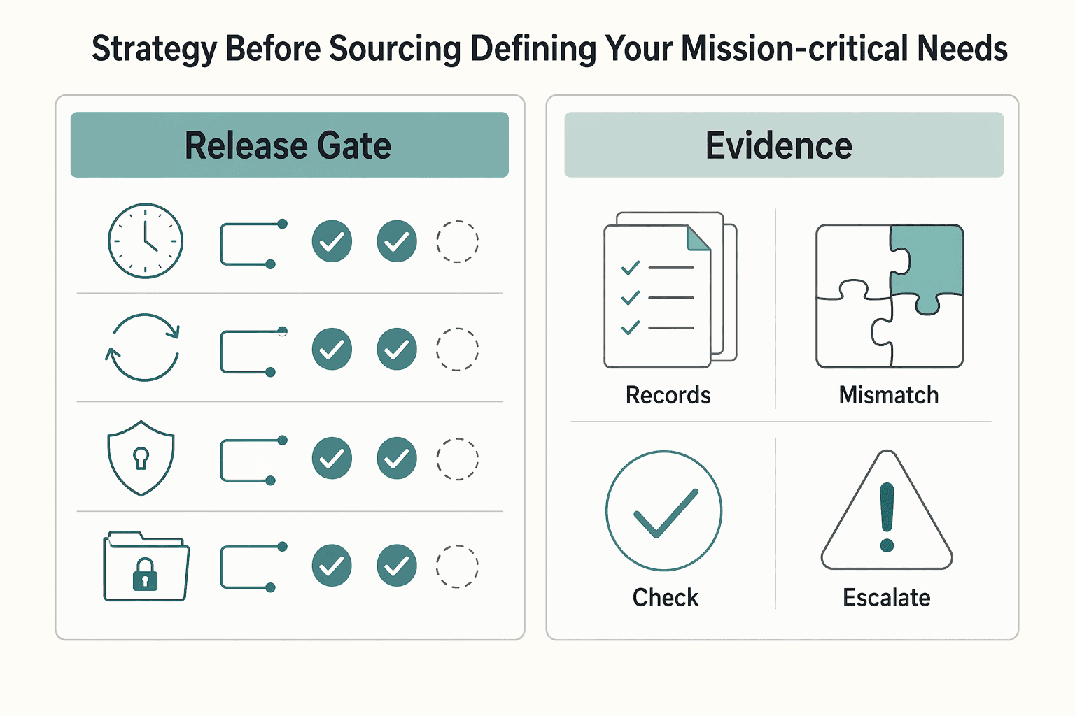 Diagram showing Pillar 1: Strategy Before Sourcing - Defining Your Mission-Critical Needs for Where to Hire a Virtual Assistant Without Creating Compliance Risk.