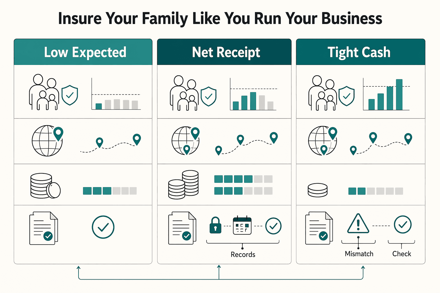 Diagram showing Your Final Mandate: Insure Your Family Like You Run Your Business for The Best Health Insurance for Digital Nomad Families.