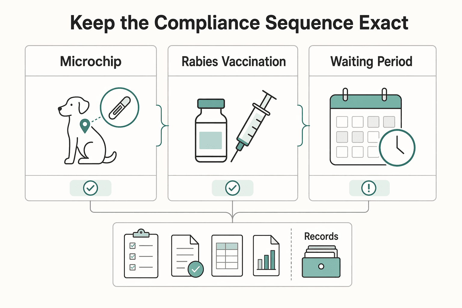 Diagram showing Step 2: Keep the compliance sequence exact for How to Get an EU Pet Passport.