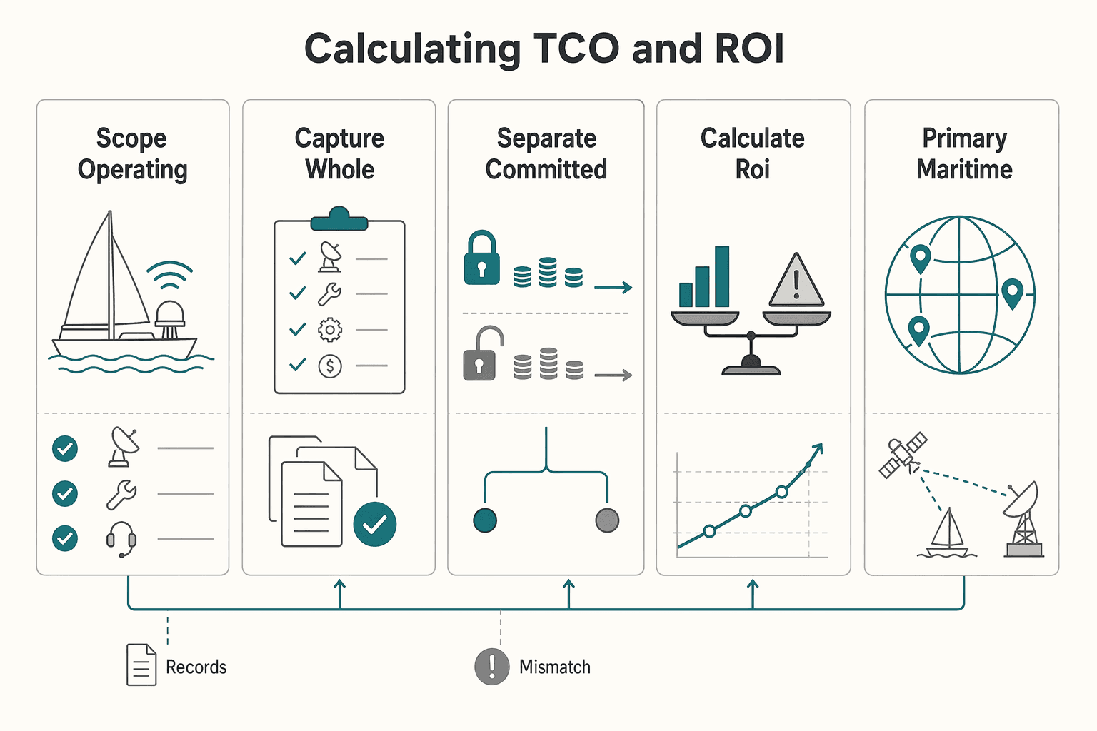 Diagram showing The Offshore Investment: Calculating TCO and ROI for The Best Satellite Internet Options for Sailors.