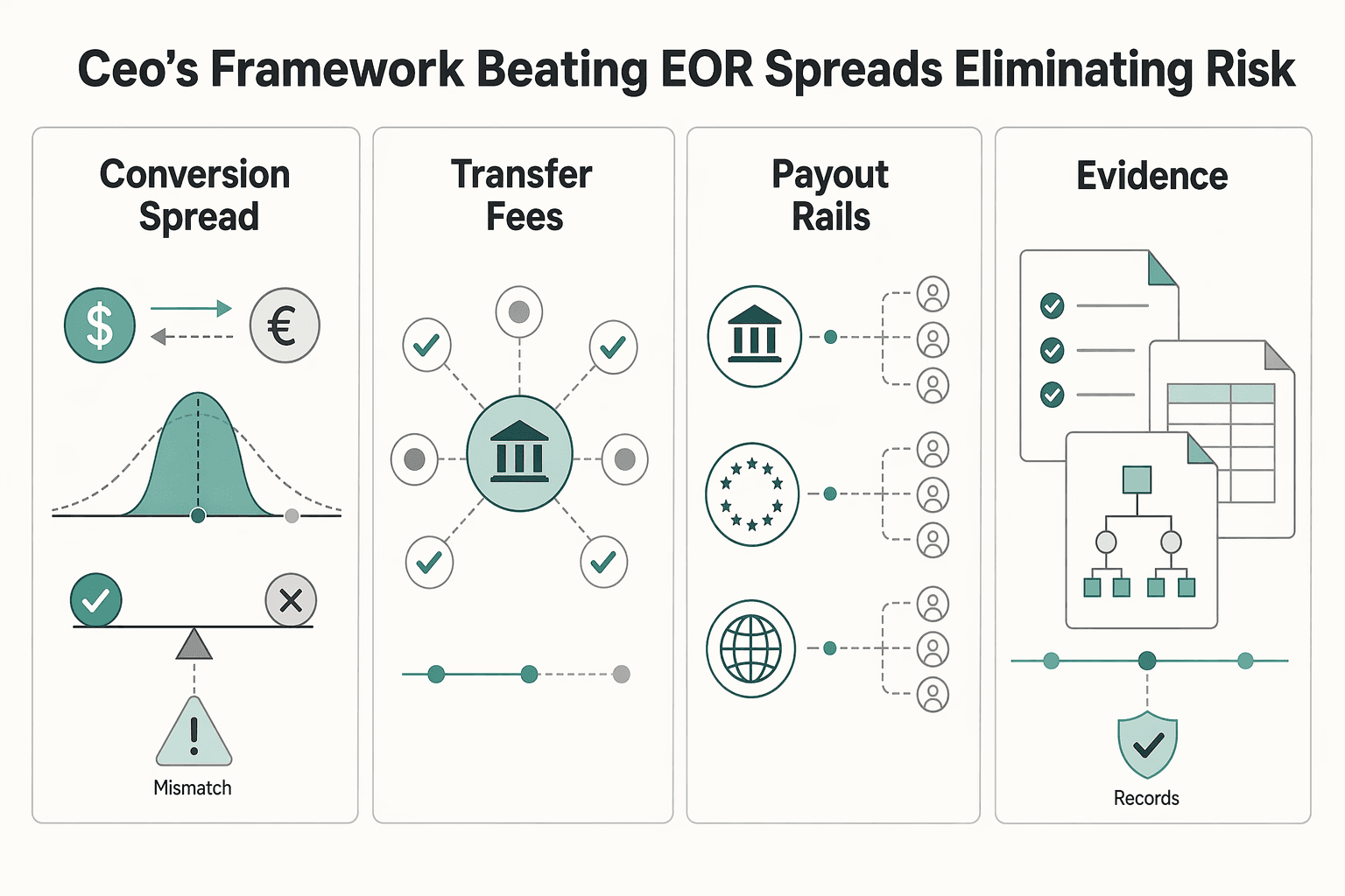 Diagram showing The Global Payout Gauntlet: A CEO's Framework for Beating EOR FX Spreads and Eliminating Risk for How EOR Platforms Use FX Spreads to Make Money.