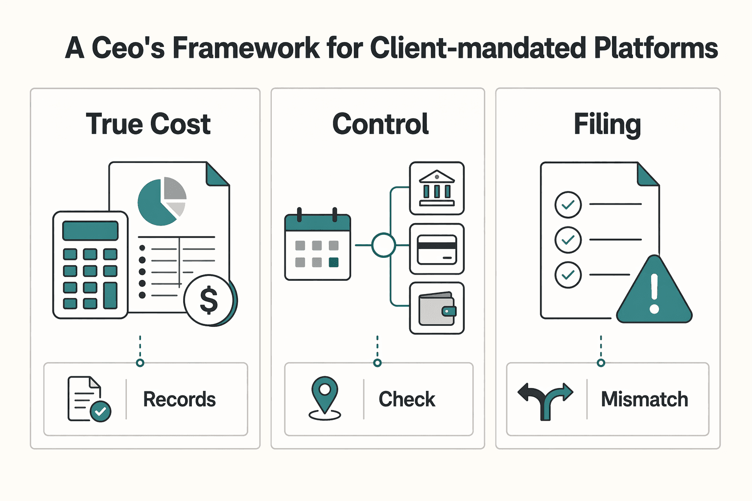 Diagram showing A CEO's Framework for Client-Mandated Platforms for A Deep Dive into Deel's Pricing and Fees for Contractors.