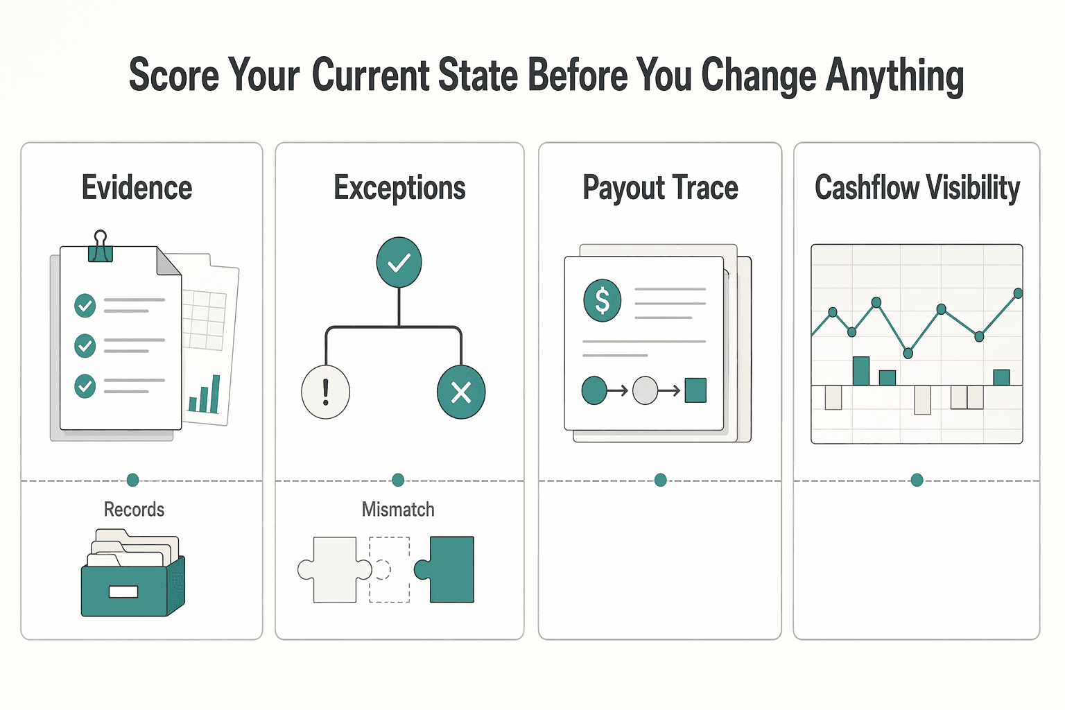 Diagram showing Score your current state before you change anything for Freelancer Transformation From Stressed Survivor to Strategic CEO.