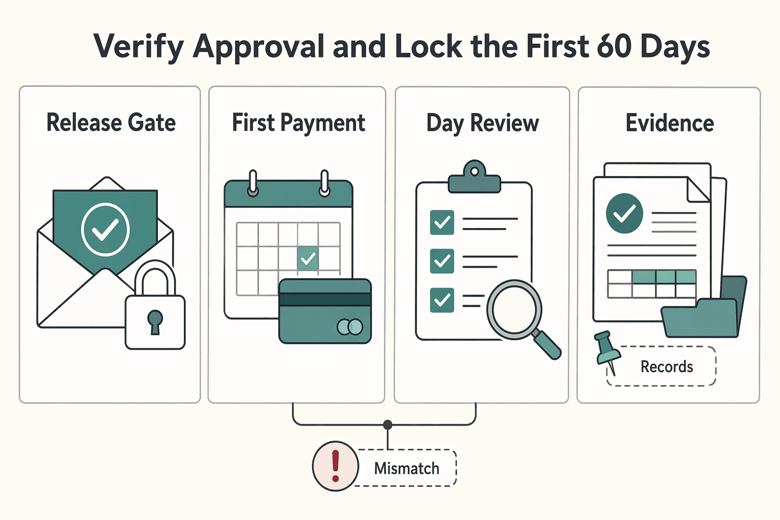 Diagram showing Verify Approval and Lock the First 60 Days for How to Set Up an IRS Payment Plan and Keep It Active.