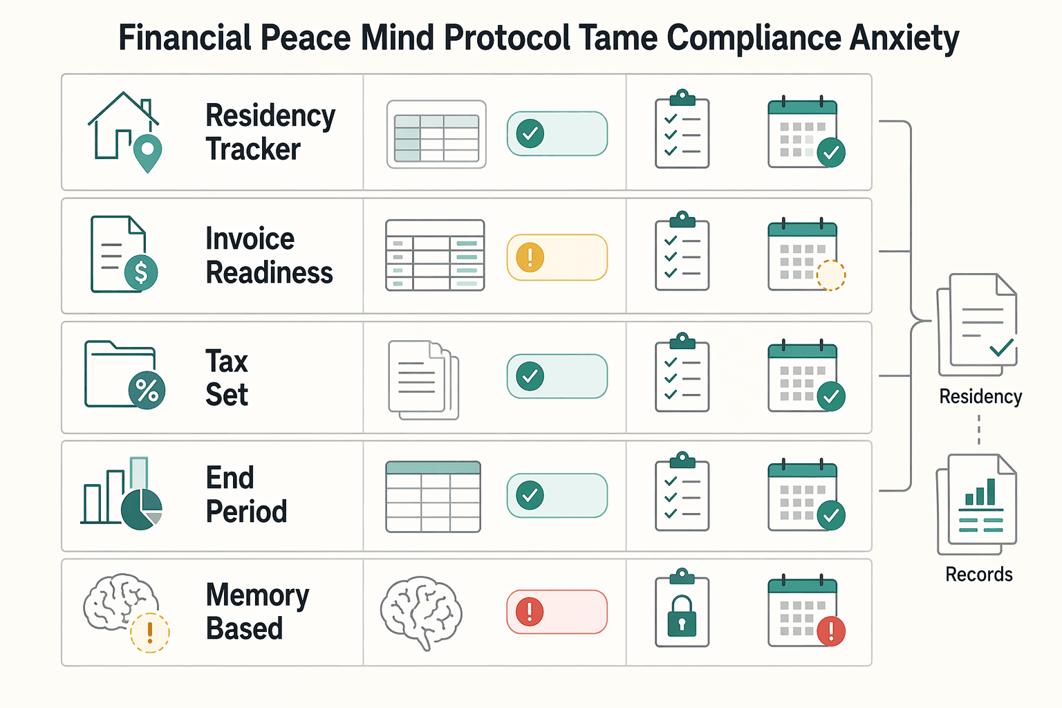 Diagram showing Pillar 3: The Financial Peace of Mind Protocol - Tame Compliance Anxiety for Build an Anti-Burnout System With Notion and Google Calendar.