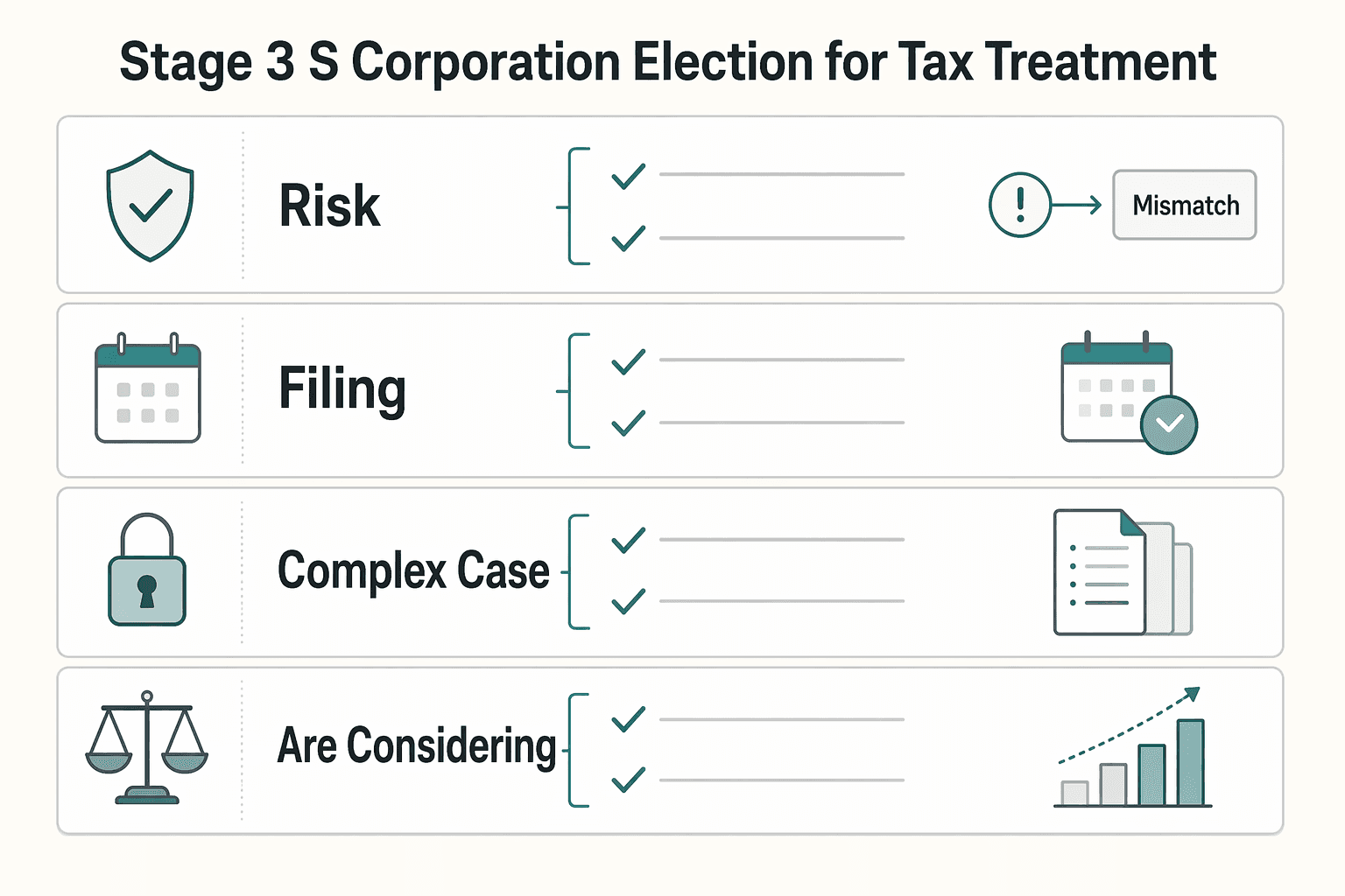 Diagram showing Stage 3, S corporation election for tax treatment for How to Structure an LLC for a Freelance Writing Business.