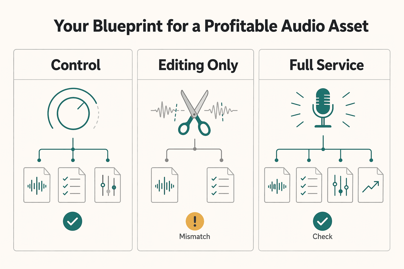 Diagram showing Your Blueprint for a Profitable Audio Asset for How to Price a Podcast Production Service.