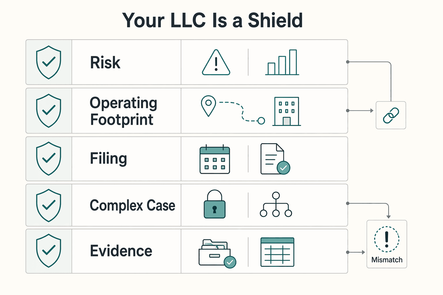 Diagram showing Your LLC is a Shield, Not a Silver Bullet for Delaware vs Nevada LLC for Asset Protection Decisions.