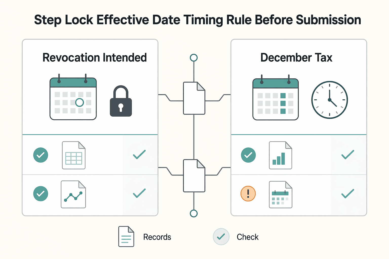 Diagram showing Step 4. Lock the effective date and timing rule before submission for How to Revoke an S-Corp Election.