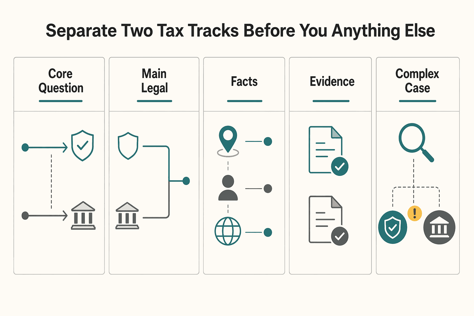 Diagram showing Separate the two tax tracks before you do anything else for How to Handle Tax on a Foreign Life Insurance Policy.