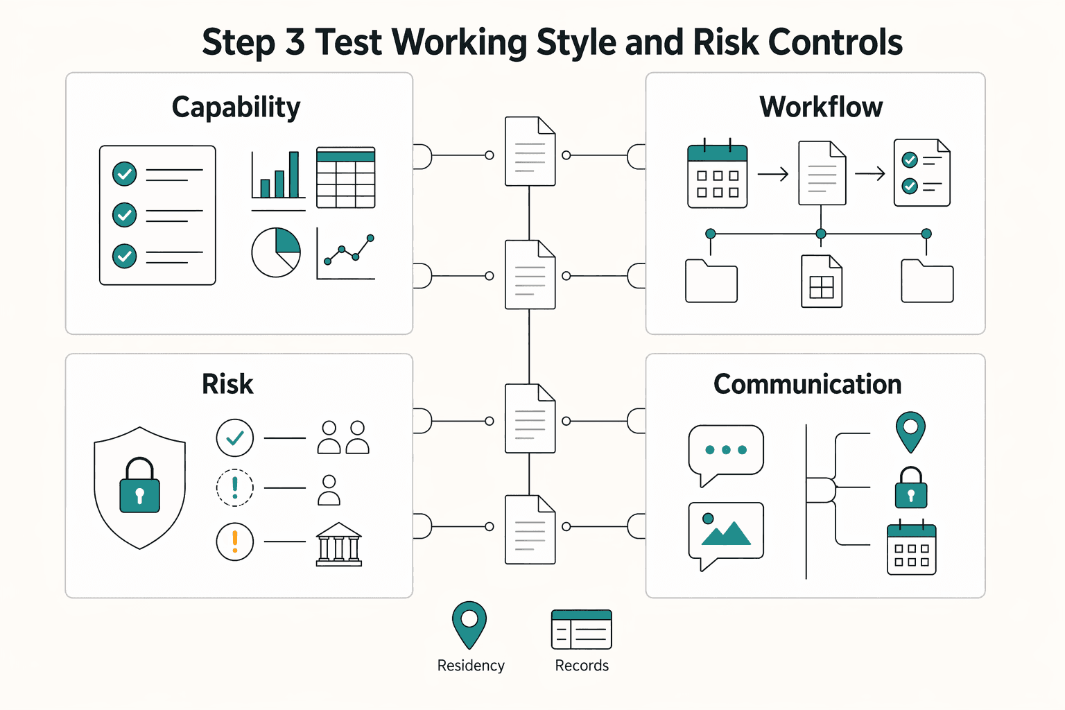Diagram showing Step 3. Test working style and risk controls for Give Your Accountant QuickBooks Online Access Without Losing Control.