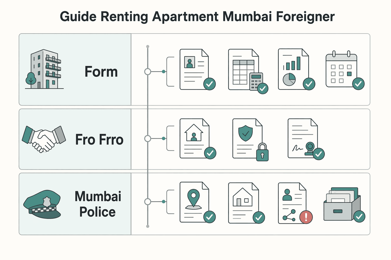 Diagram showing A Guide to Renting an Apartment in Mumbai as a Foreigner for Renting in Mumbai as a Foreigner Without Deposit or Compliance Surprises.