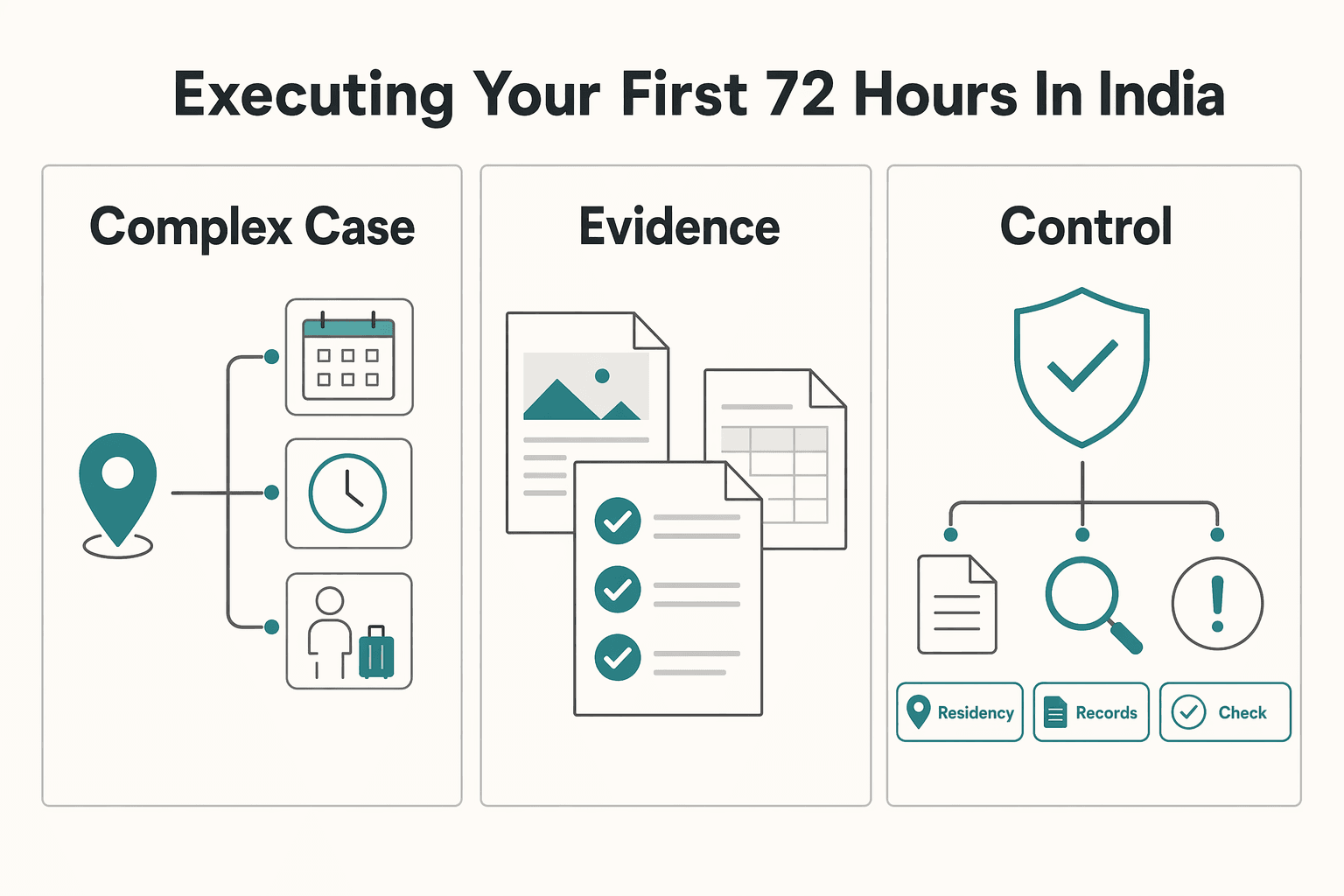 Diagram showing Phase 2: Executing Your First 72 Hours in India for FRRO Registration in India for Long-Stay Professionals.