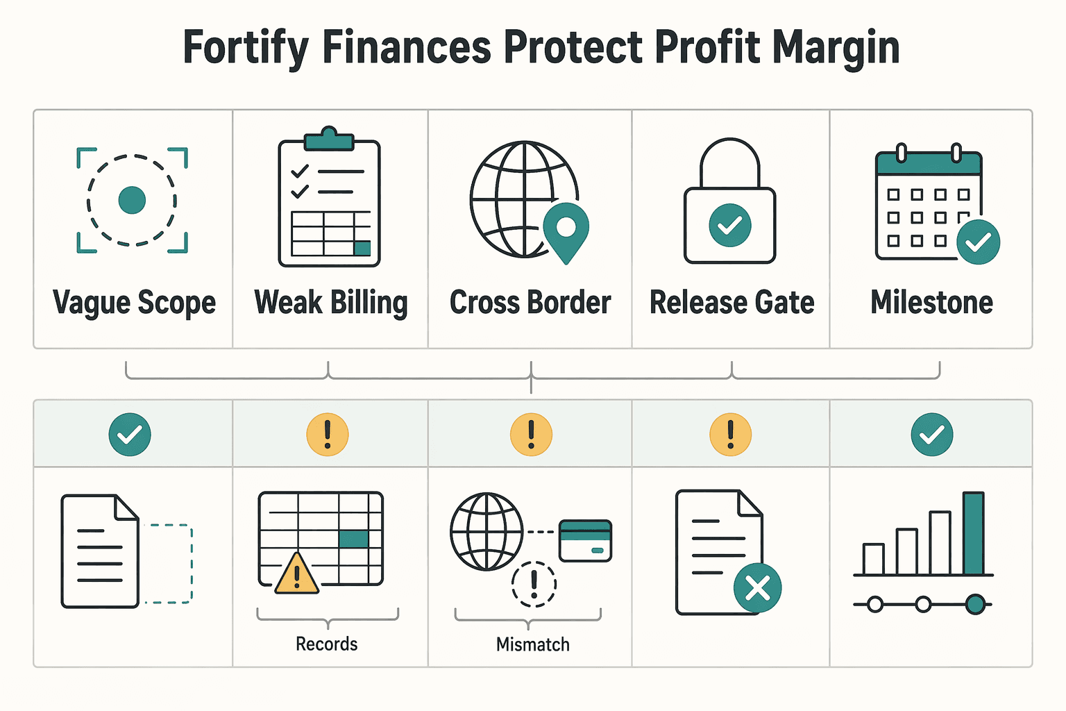 Diagram showing Layer 1: Fortify Your Finances - How to Protect Your Profit Margin for How to Write a Scope of Work for a Mobile App Development Project.
