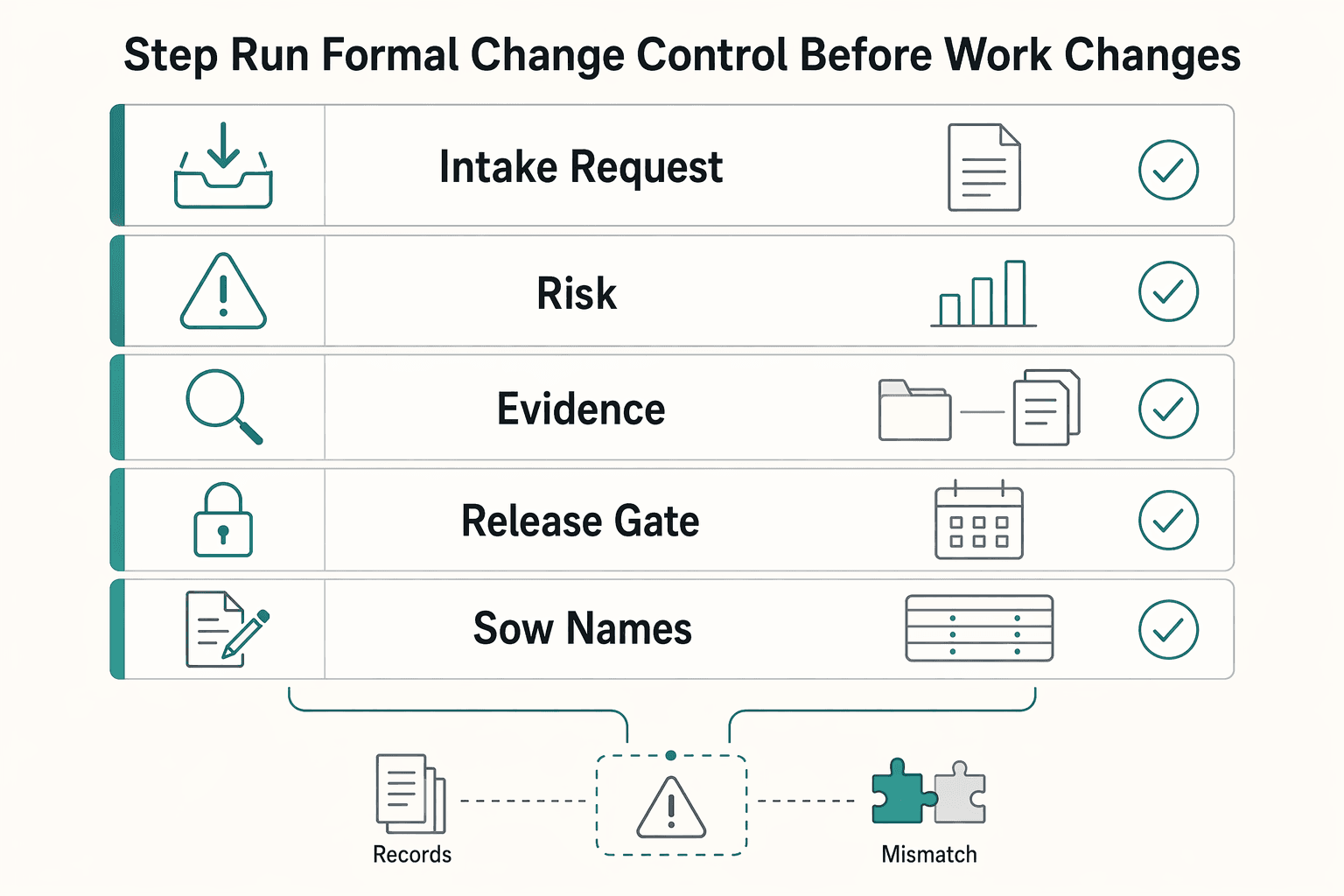 Diagram showing Step 4 Run formal change control before work changes for How to Price a Mobile App Development Project.