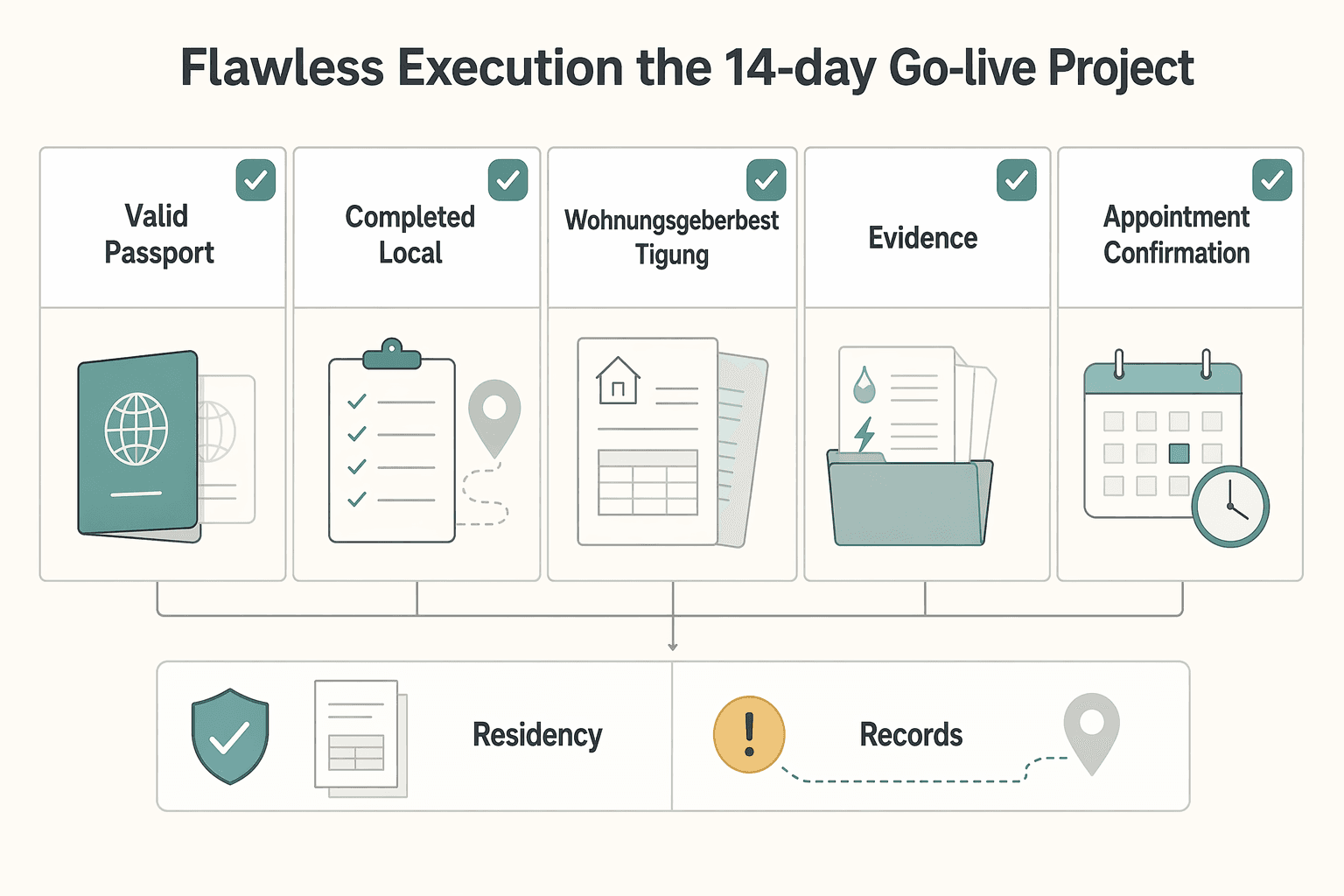 Diagram showing Phase 2: Flawless Execution - The 14-Day "Go-Live" Project for How to Do Your Anmeldung in Germany Without Delays.