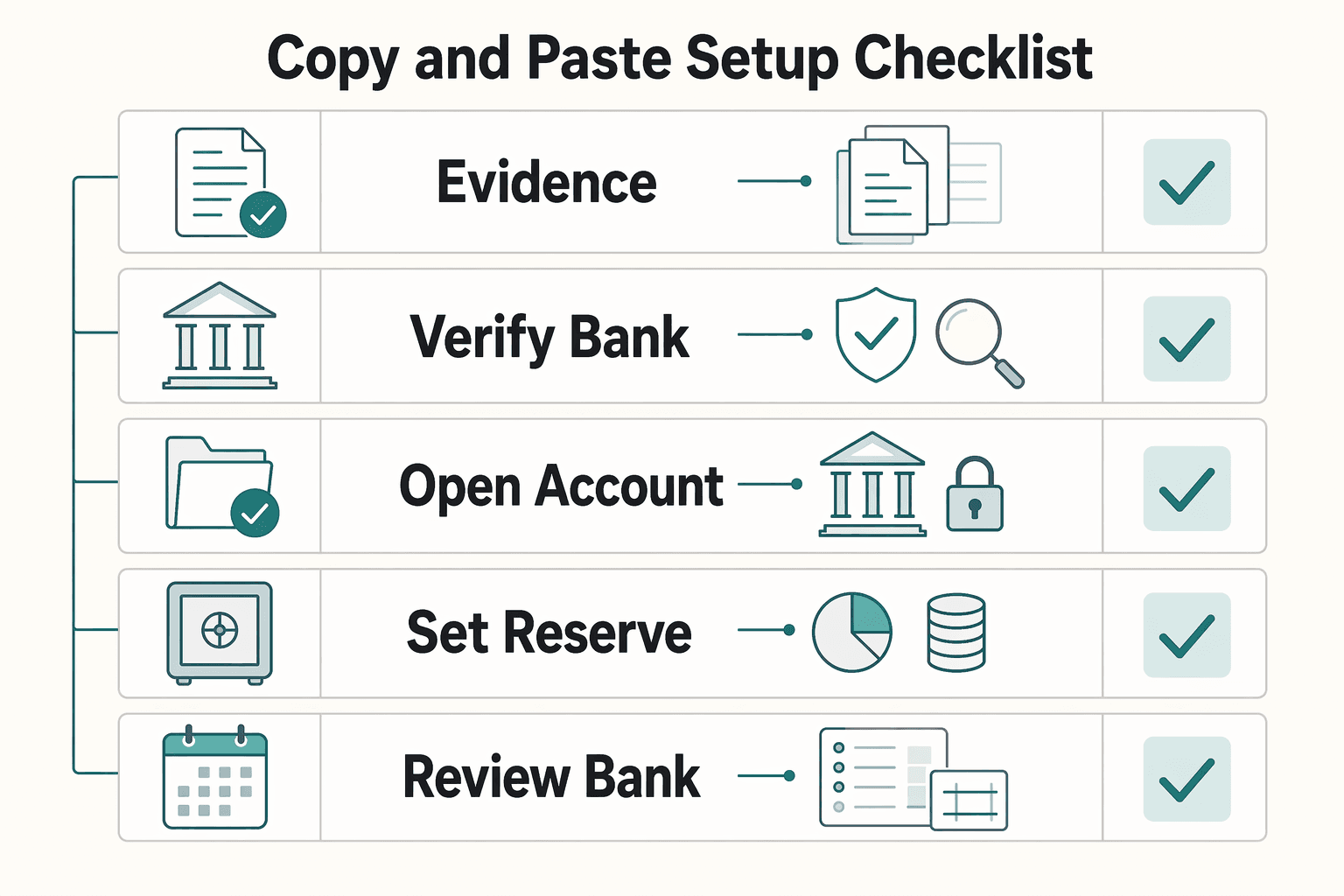 Diagram showing Copy and paste setup checklist for Opening a Livret A in France for Freelance Cashflow Protection.