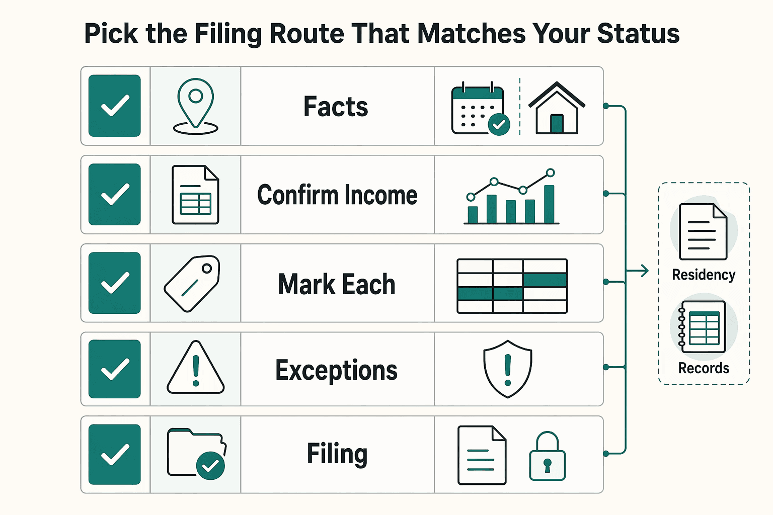 Diagram showing Pick the Filing Route That Matches Your Status for Taiwan Tax for Foreign Professionals With a Defensible Filing Path.