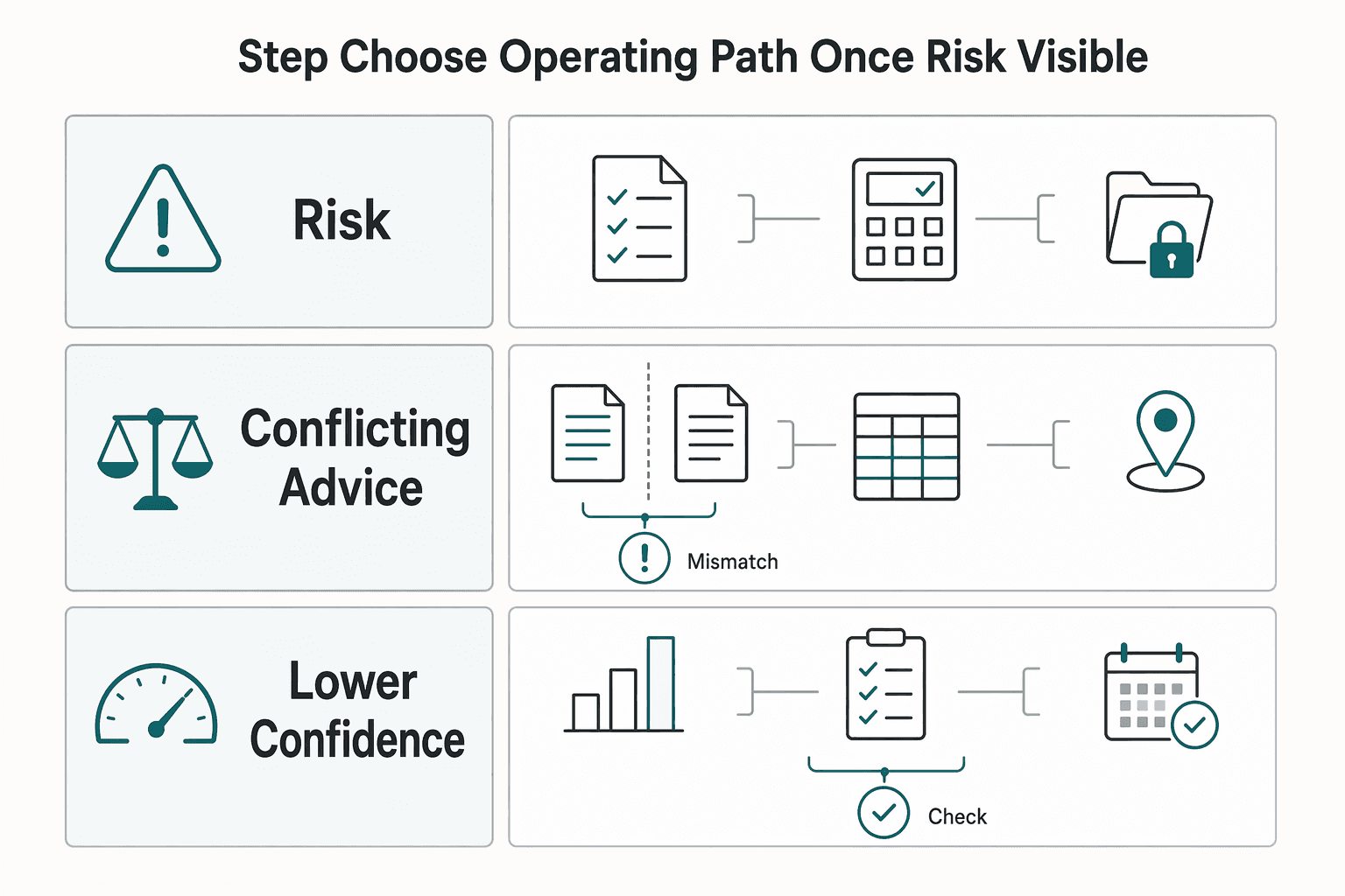 Diagram showing Step 4. Choose your operating path once risk is visible for The 'Closer Connection' Exception: How to Avoid US Tax Residency Even if You Spend Time in the US.