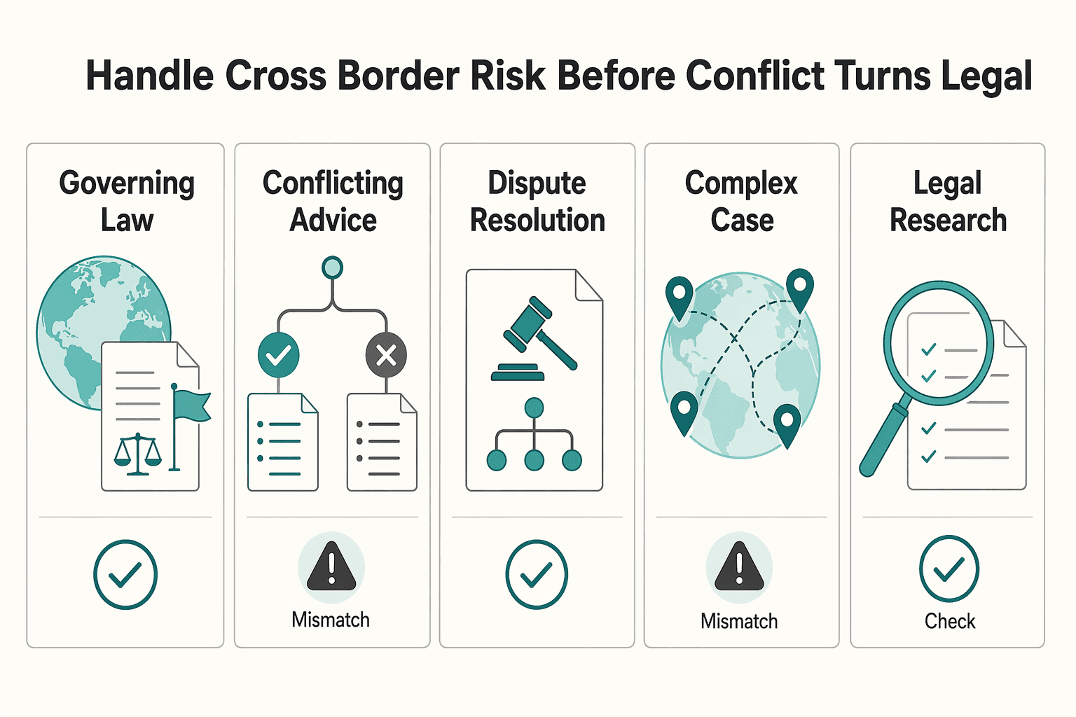 Diagram showing Handle cross border risk before conflict turns legal for Conflict Resolution for Freelance Partnerships.