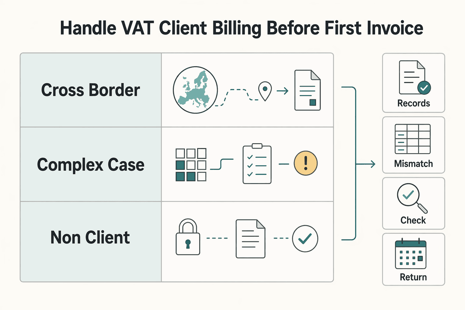 Diagram showing Handle VAT and EU Client Billing Before Your First Invoice for Taxes in Estonia for E-Residents and Nomads.