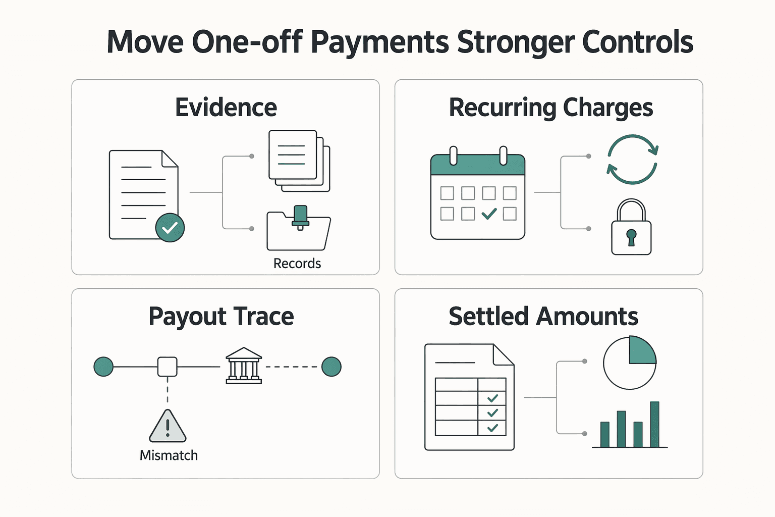 Diagram showing When to move from one-off payments to stronger controls for How to Use Wise to Pay International Invoices with a US Credit Card.
