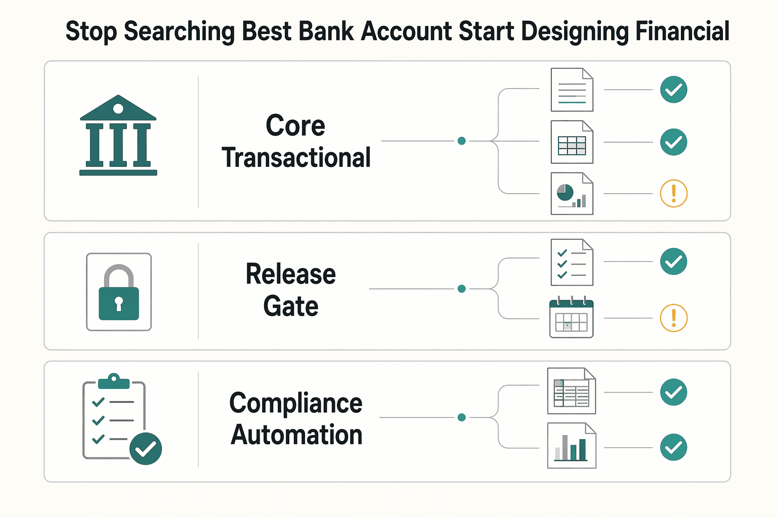 Diagram showing Stop Searching for the "Best" Bank Account. Start Designing Your Financial Stack. for The Best Business Bank Accounts for UK Sole Traders.