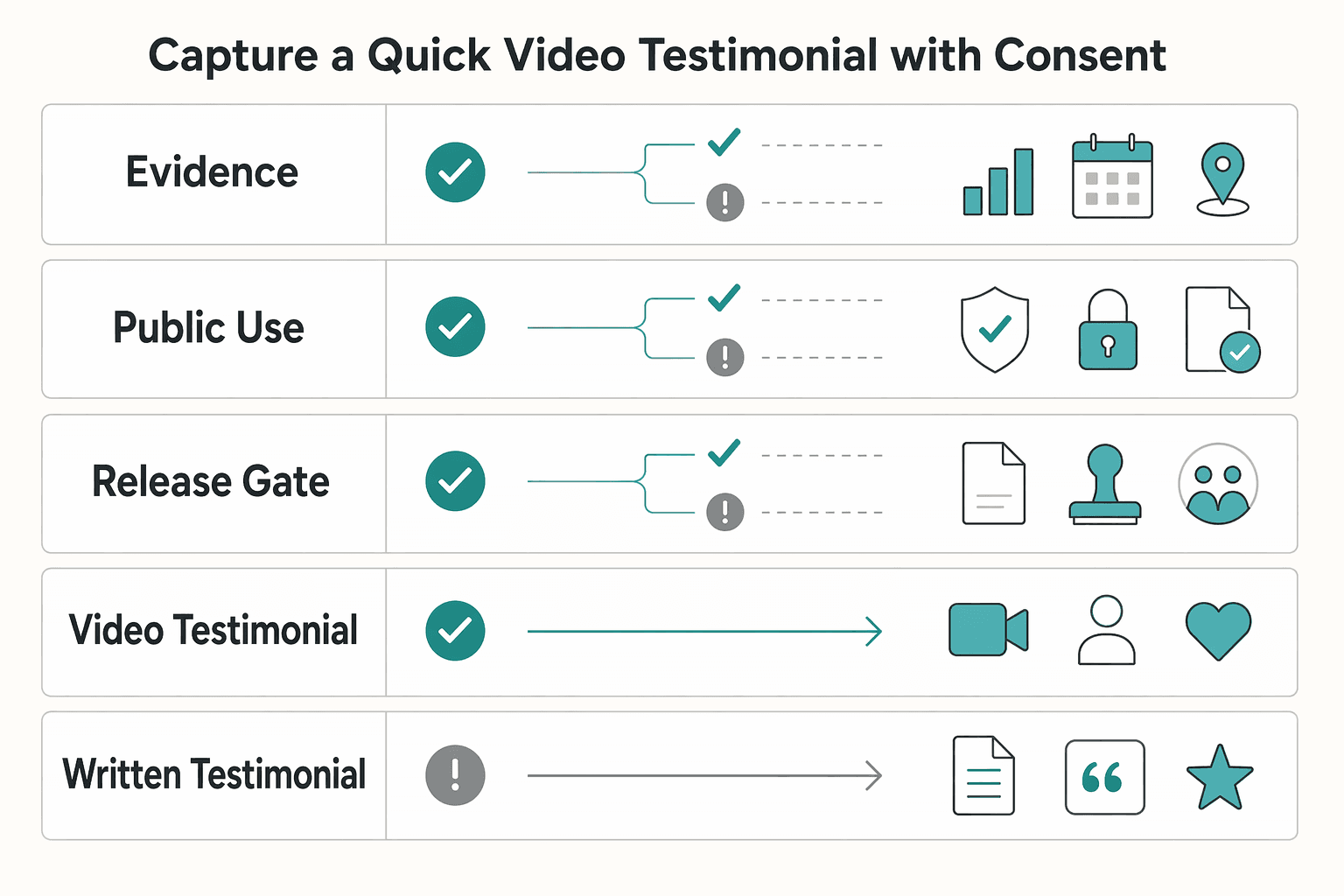 Diagram showing Capture a Quick Video Testimonial With Consent for How to Ask Clients for Testimonials and Reviews.