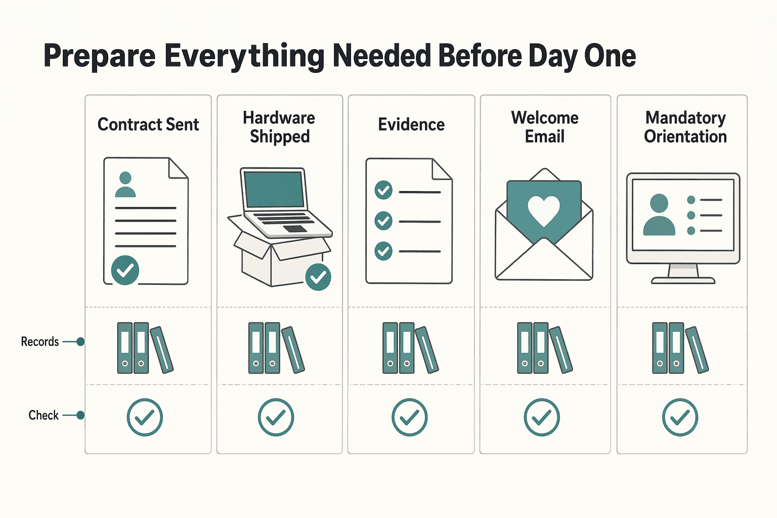 Diagram showing Prepare everything needed before day one for How to Onboard a New Employee in a Remote-First Company.