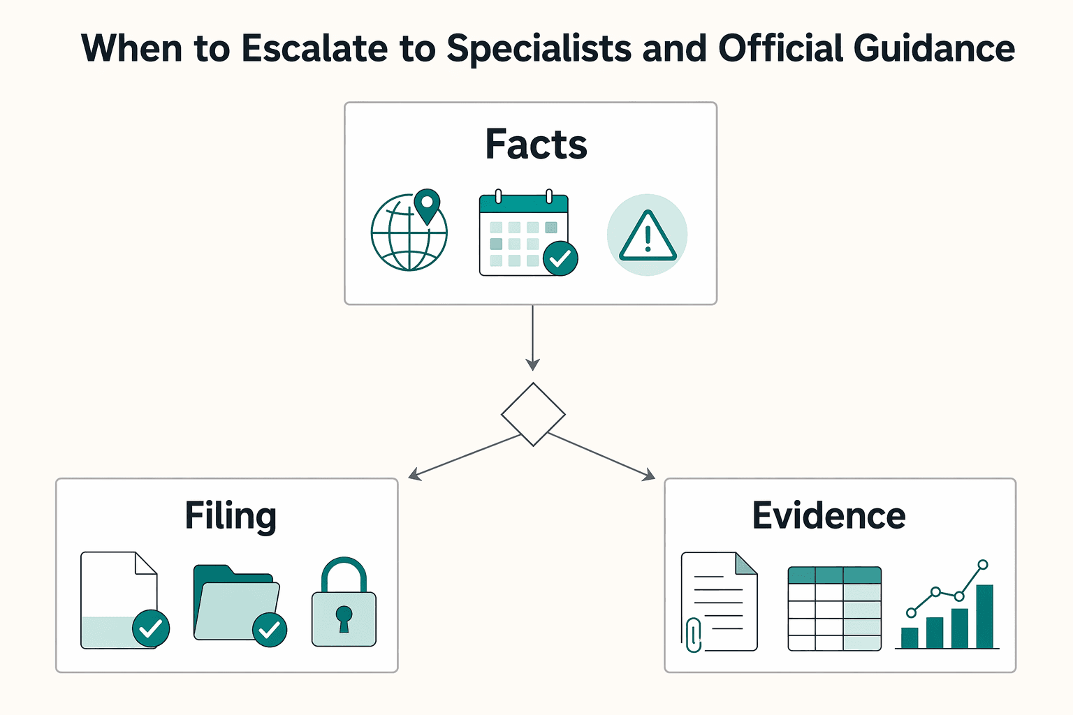 Diagram showing When to escalate to specialists and official guidance for Economic Substance in the Cayman Islands for Independent Professionals.