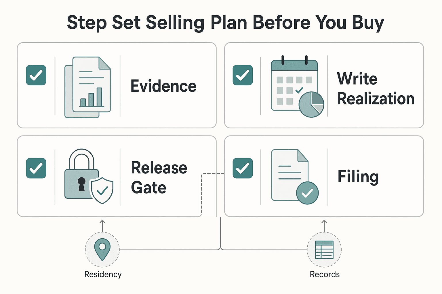 Diagram showing Step 4. Set the selling plan before you buy for How to Handle the Kiddie Tax for Your Child’s Investment Income.