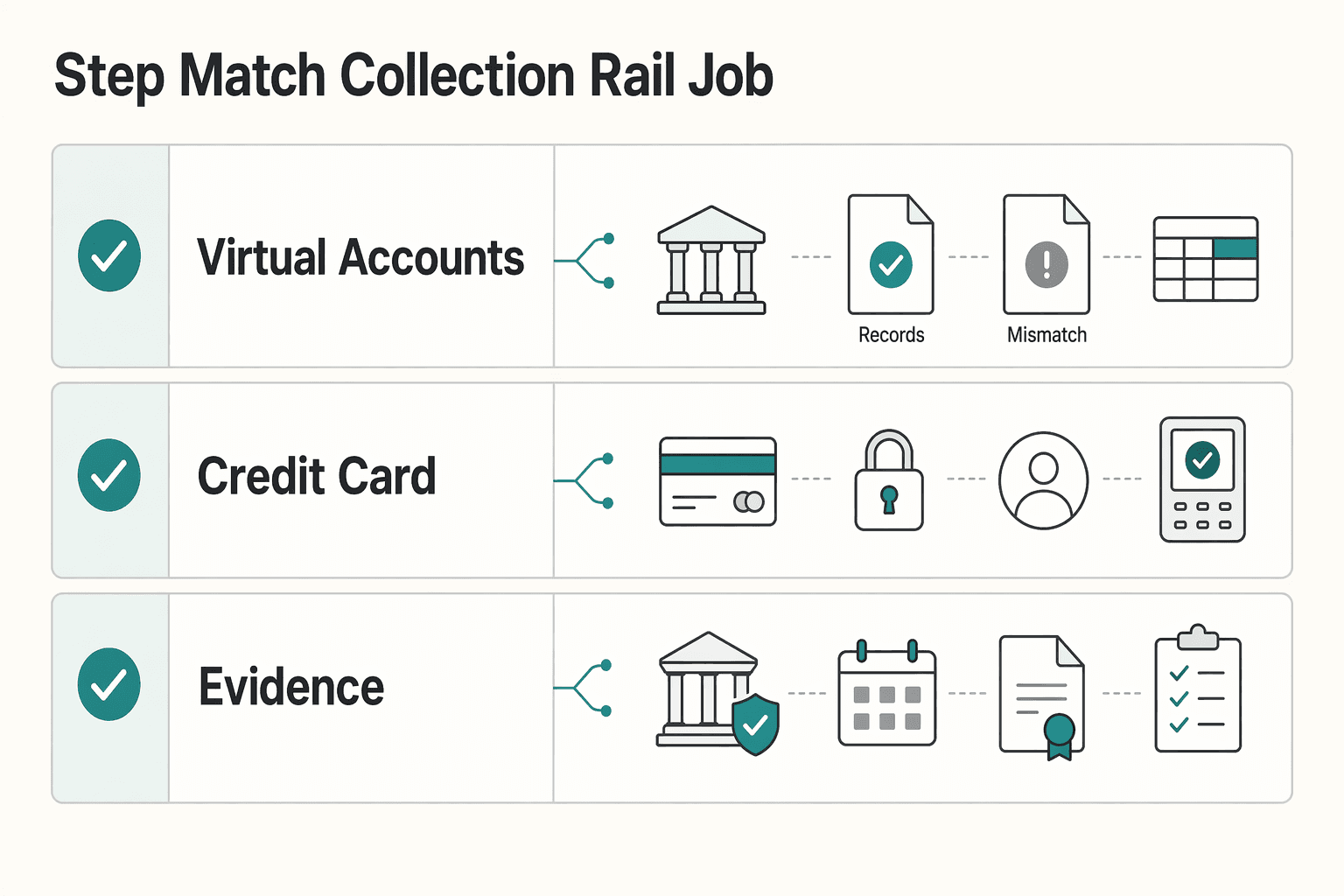 Diagram showing Step 2. Match the collection rail to the job for How to Manage Your First Paycheck After Graduation.
